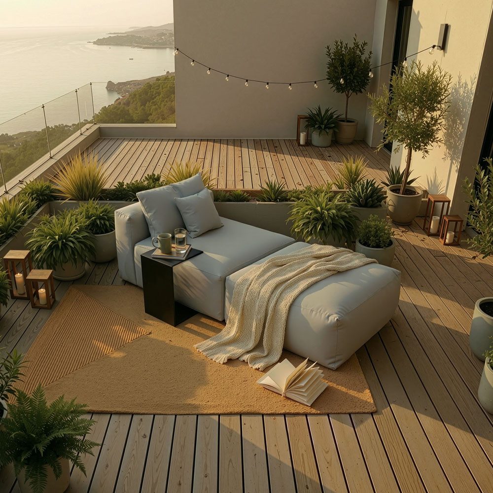 HOME DELUXE Gartensofa Modulares Outdoor Sofa ALAZIA, UV-beständig & robust, Wetterfeste Lounge, Gartenliege