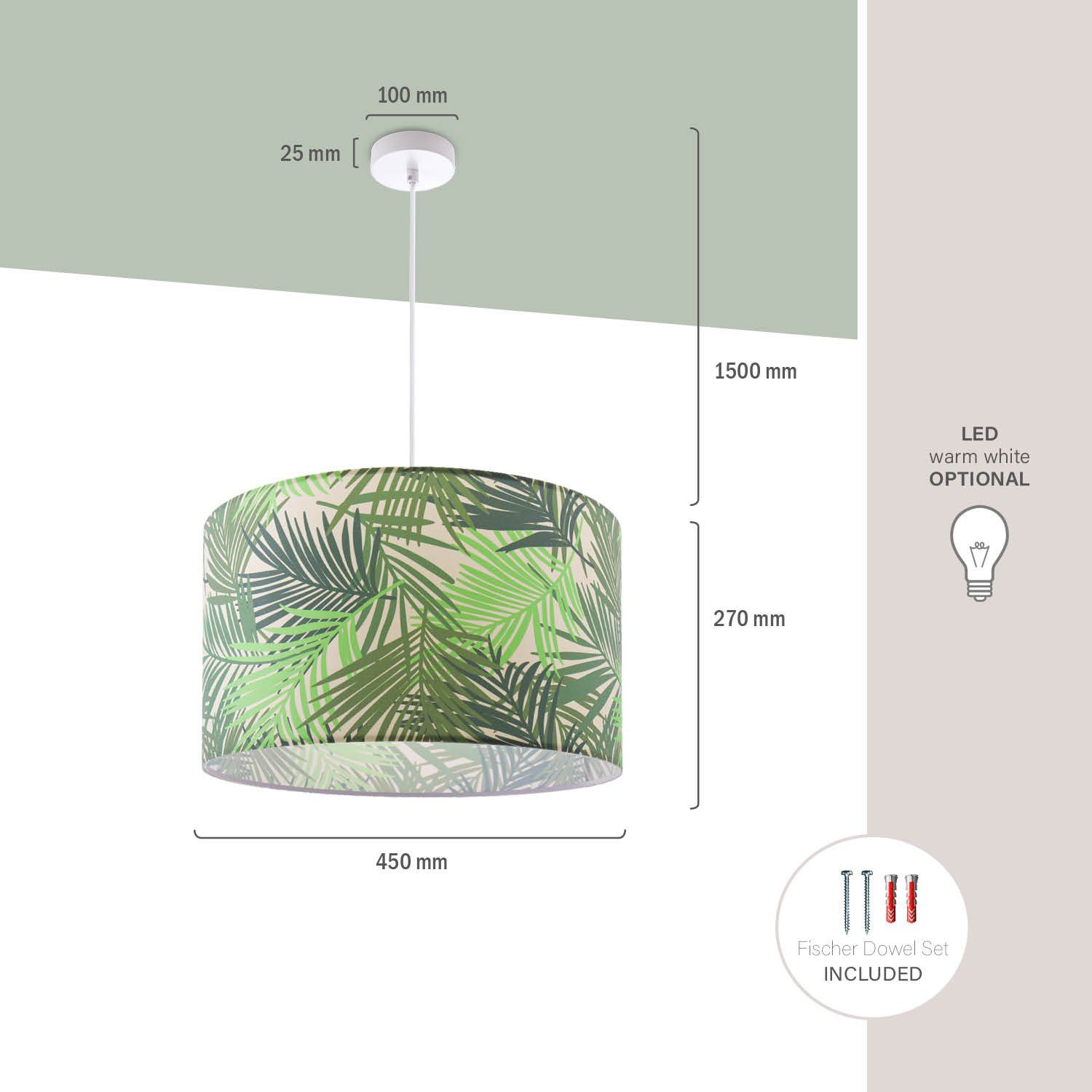 Paco Home Pendelleuchte Küchenlampe Esstisch Lampenschirm Jungle Modern 534, Leuchtmittel, Wohnzimmer Palme Ostende ohne