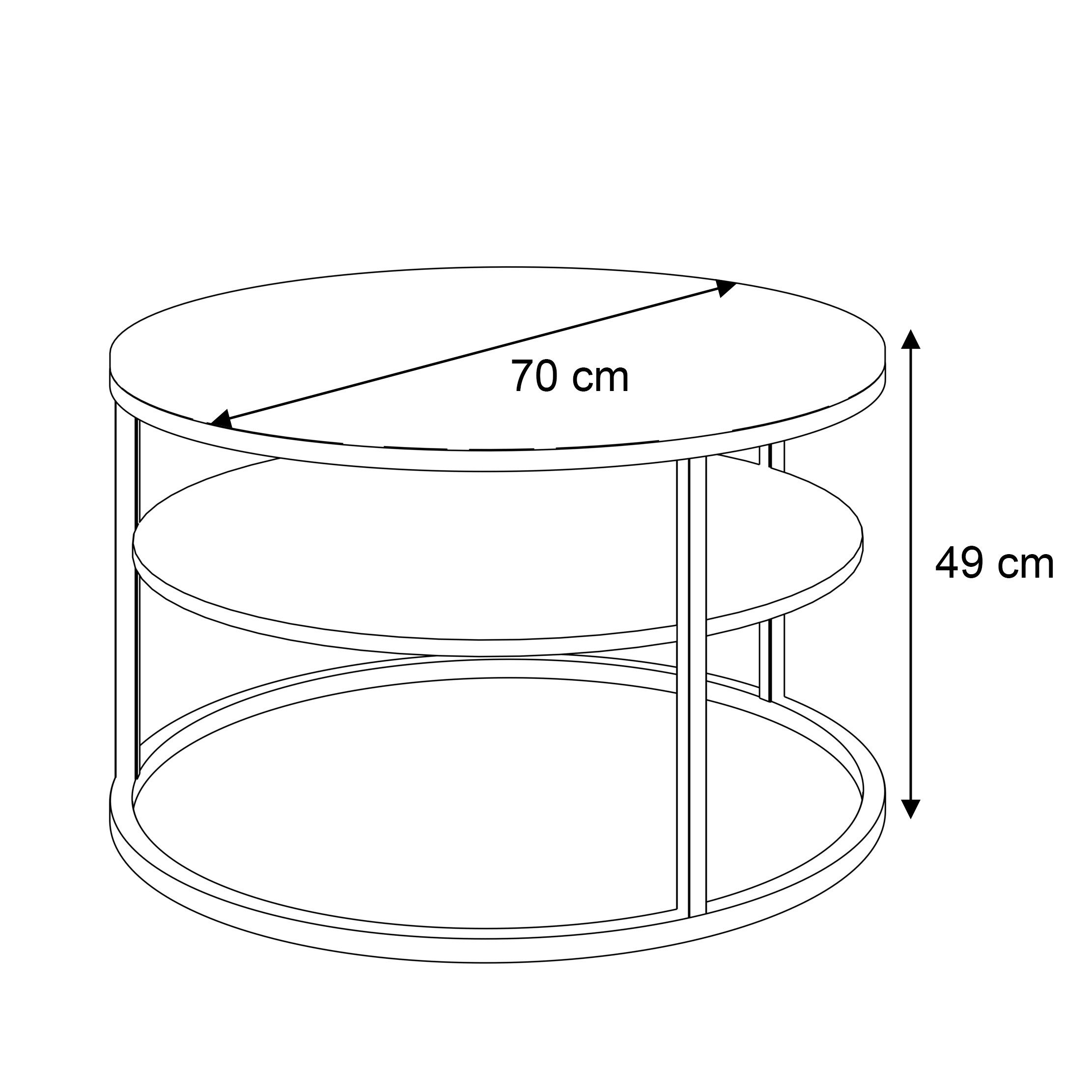 Lookway Couchtisch COREIL MARMOR Runder Couchtisch mit Ablage (1 Tisch), Durchmesser: ⌀70 cm