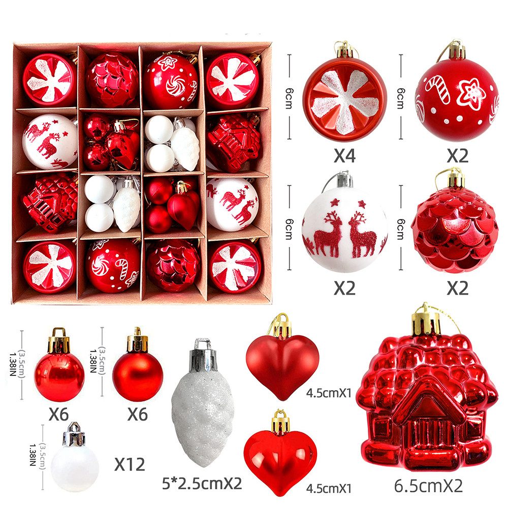 Bextsrack Weihnachtsbaumkugel Weihnachtskugeln Set, Christbaumkugeln Deko Weihnachten (40 St), Weihnachtsbaumschmuck,Weihnachtsbaumkugeln