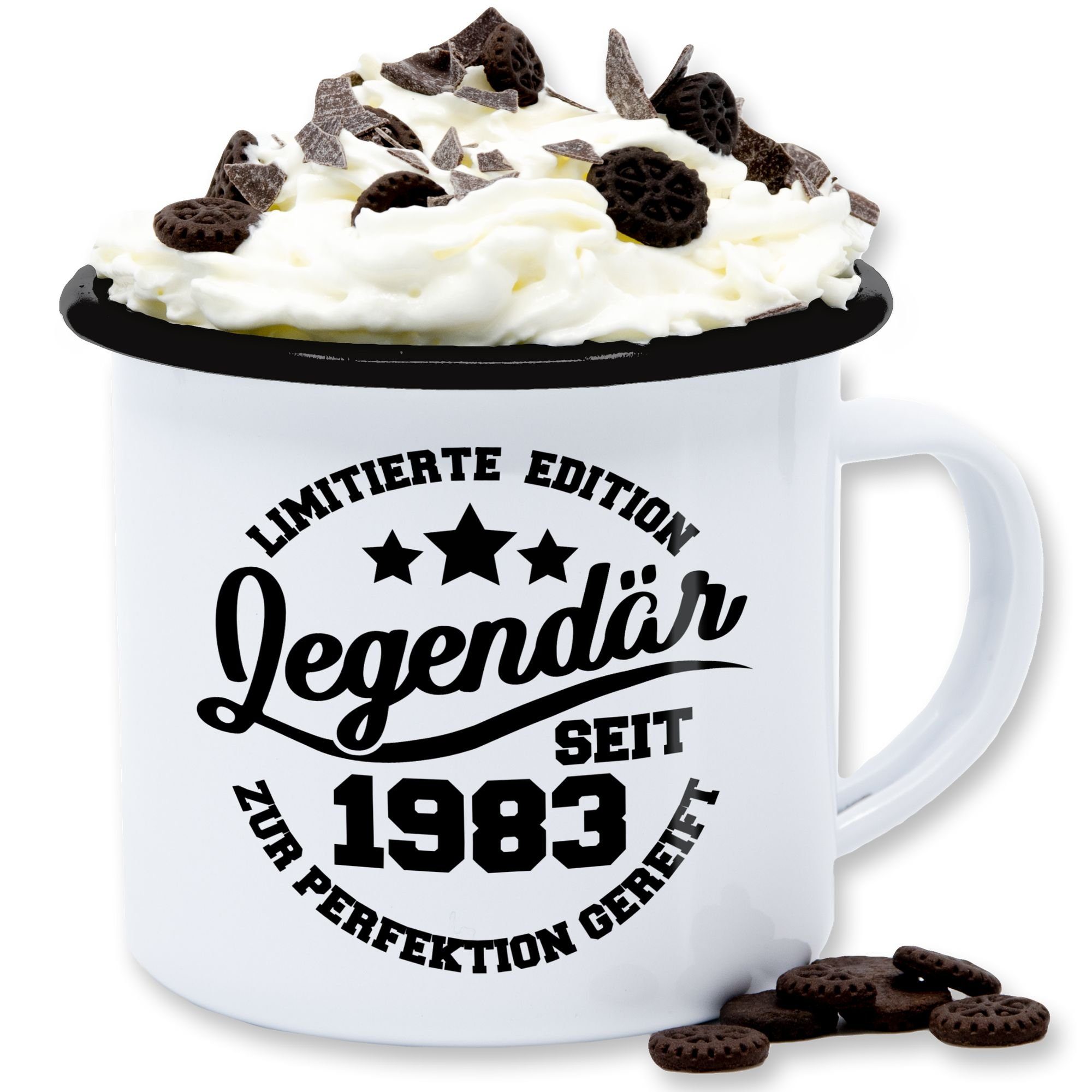 Shirtracer Tasse Legendär seit 1983, Stahlblech, 40. Geburtstag Tasse 1 Weiß Schwarz