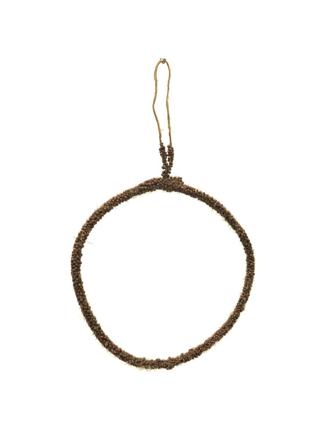 Kunstkranz Deko Metallring HELIJIA zum Hängen, beflockt, braun, Ø15 cm, artplants