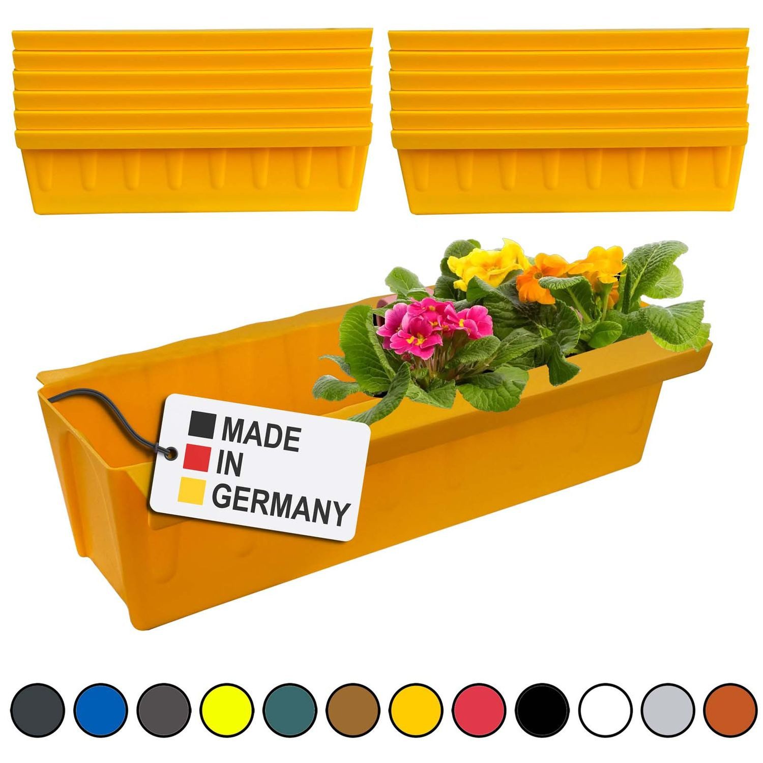 BURI Blumenkasten Europaletten Blumenkasten Gelb 12er-Set zum Anhängen Pflanzkasten