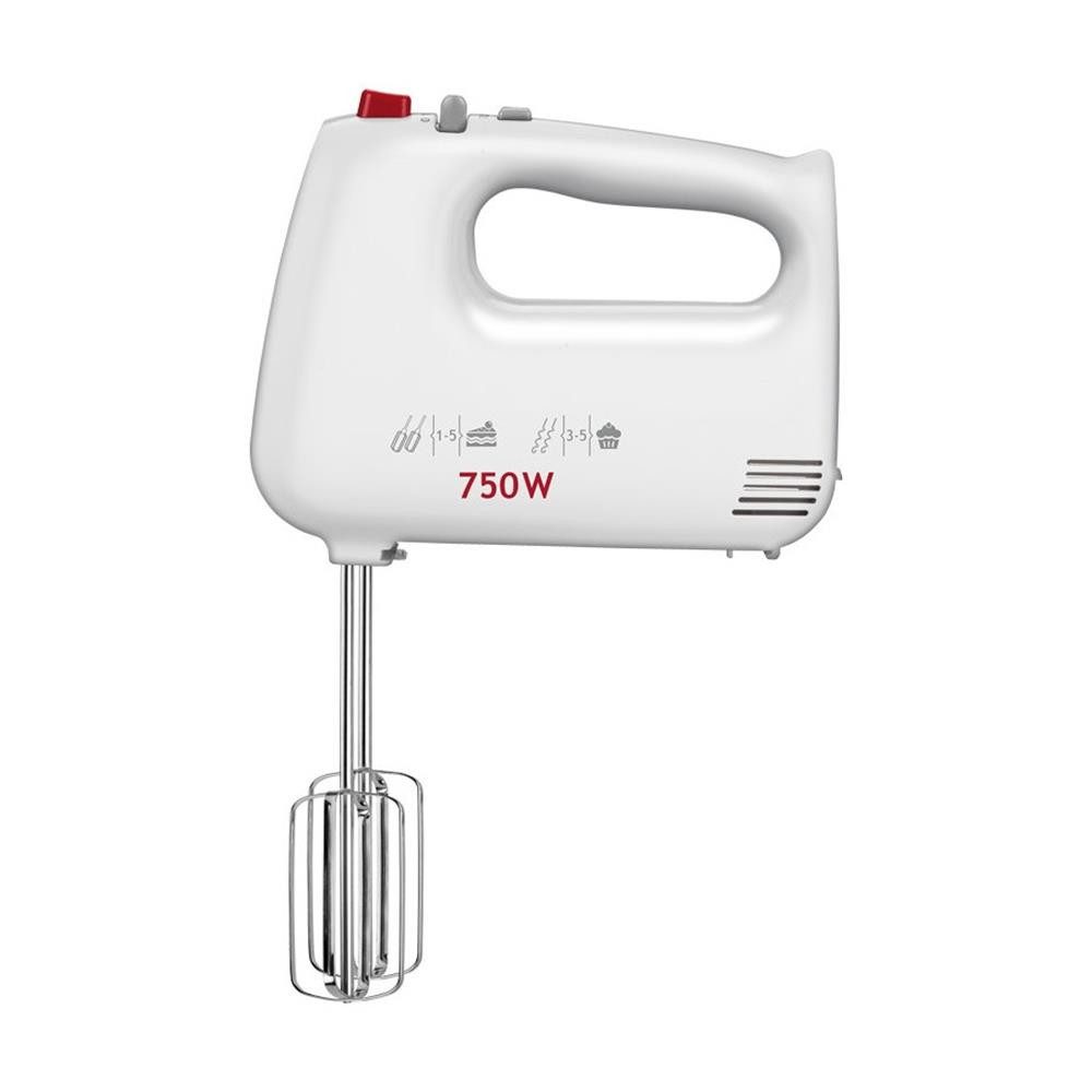 MPM Handmixer MMR-19/B Handmixer 750 W, 5 Geschwindigkeiten, Turbo-Funktion, Aufsatzverriegelung, Rühren, Schlagen, Kneten
