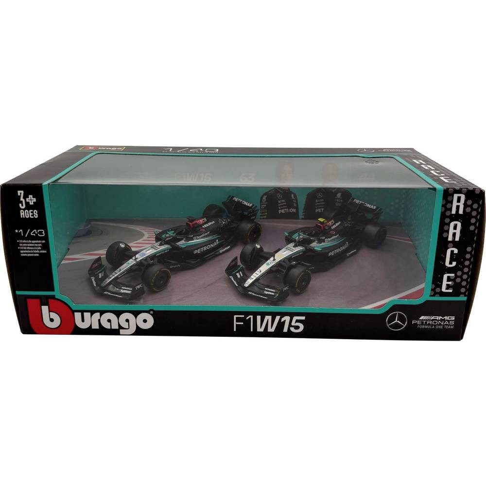 Bburago Modellauto 1:43 F1 Mercedes AMG W15E ´24, 2er-Set, WB 18-38201