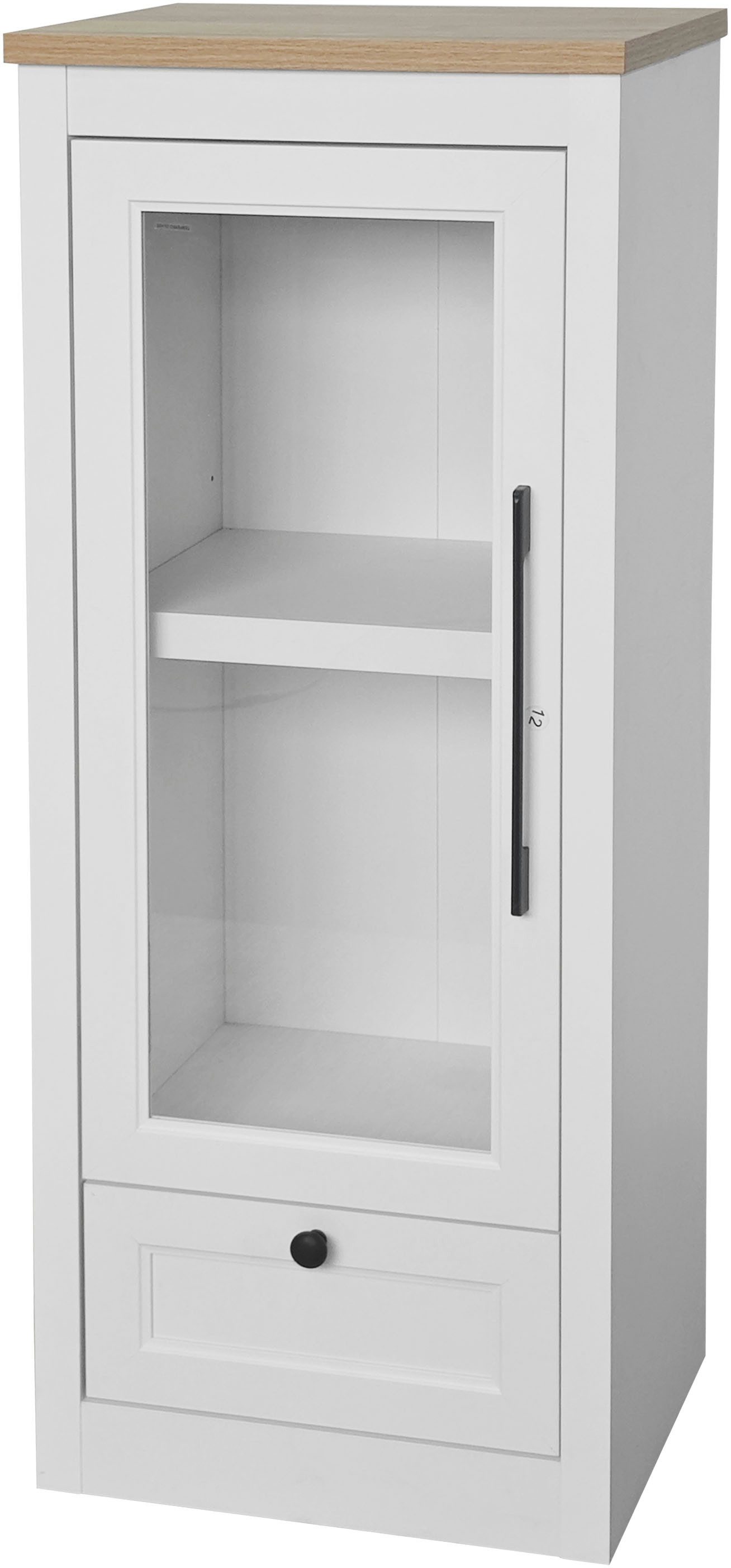 OTTO home Vitrine Ismund aus MDF, mit Holz-Zierleiste, schwarzem Metallgriff, Höhe 121 cm – Bild 4 von 5