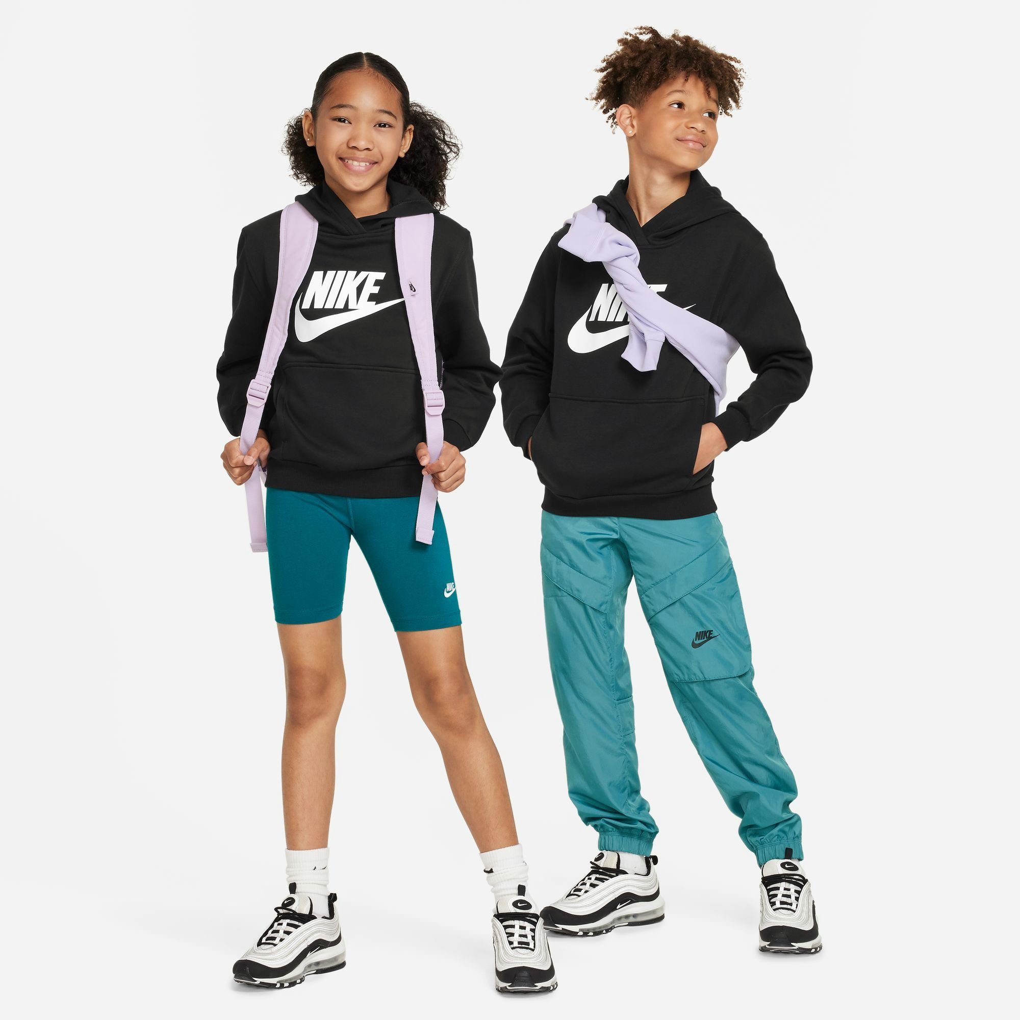 Nike Sportswear FLEECE BLACK/WHITE CLUB KIDS' HOODIE BIG Kapuzensweatshirt