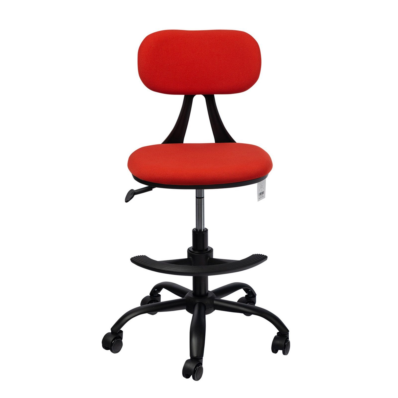 Daskoo Drehhocker Höhenverstellbar Barhocker mit Lehne Ergonomie Rollbare Arbeitshocker, Ergonomic Task Stuhl,360° drehbar Rot