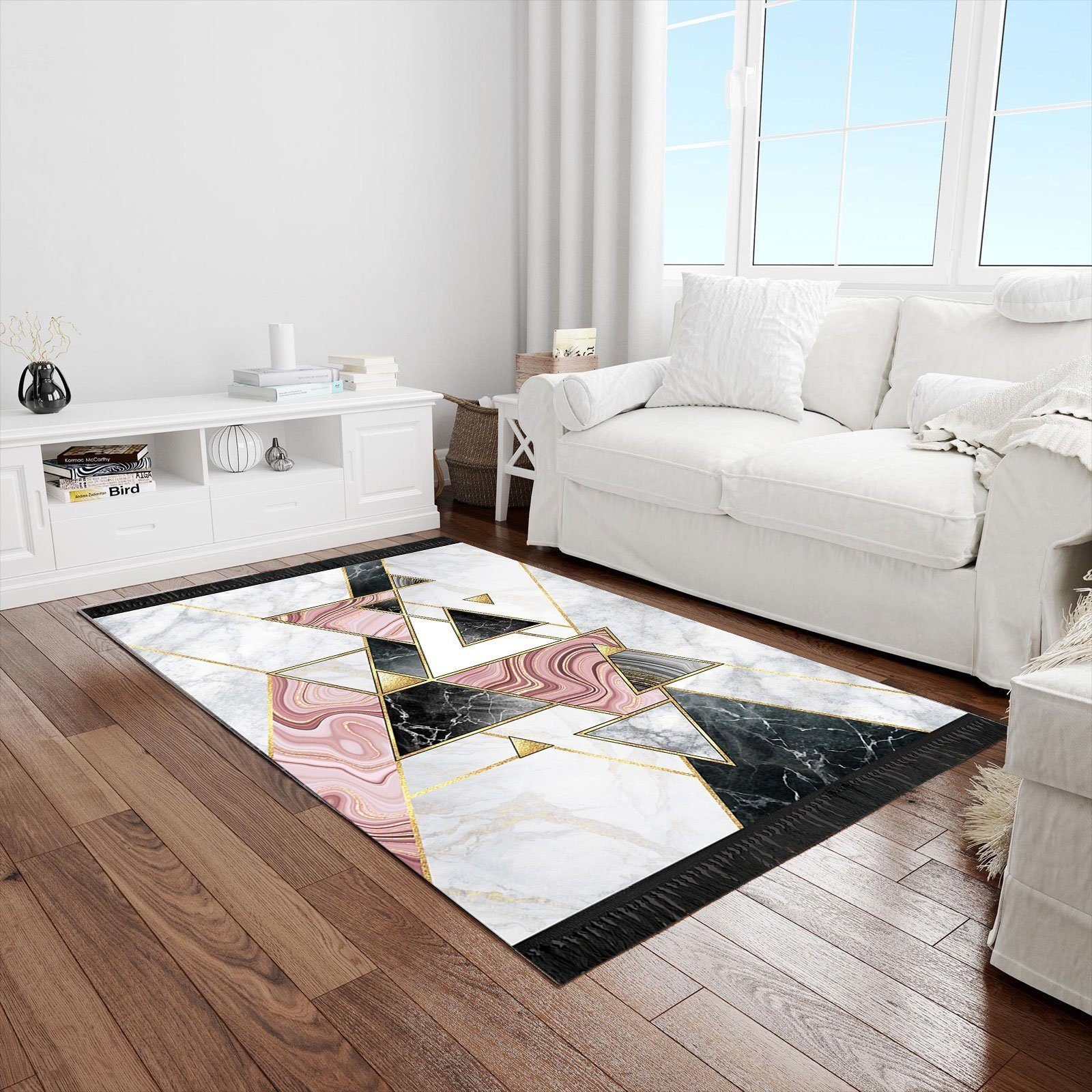 Teppich Dimension Mehrfarbig Flach Läufer Waschbar 6x Größen, Jungengel Textilien, Höhe: 6 mm, Universell einsetzbar, Fußbodenheizungsgeeignet | Kurzflor-Teppiche