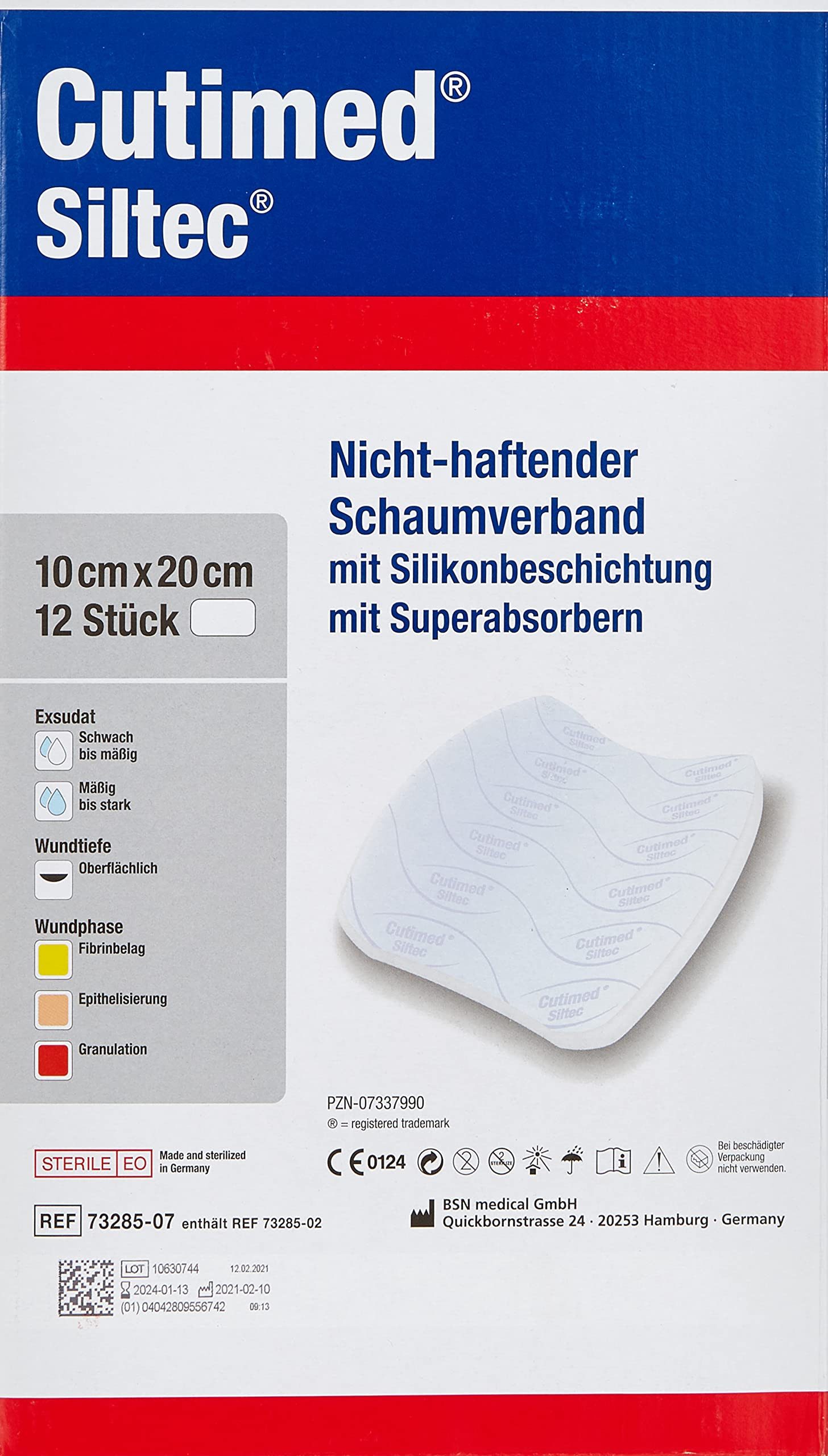 BSN medical GmbH Wundpflaster CUTIMED Siltec Schaumverb.10x20 cm nicht haftend (Spar Set, 12 St., Professionelle Wundversorgung, Wundheilung unterstützen), Wundversorgung, Feuchtes Wundmilieu Verband