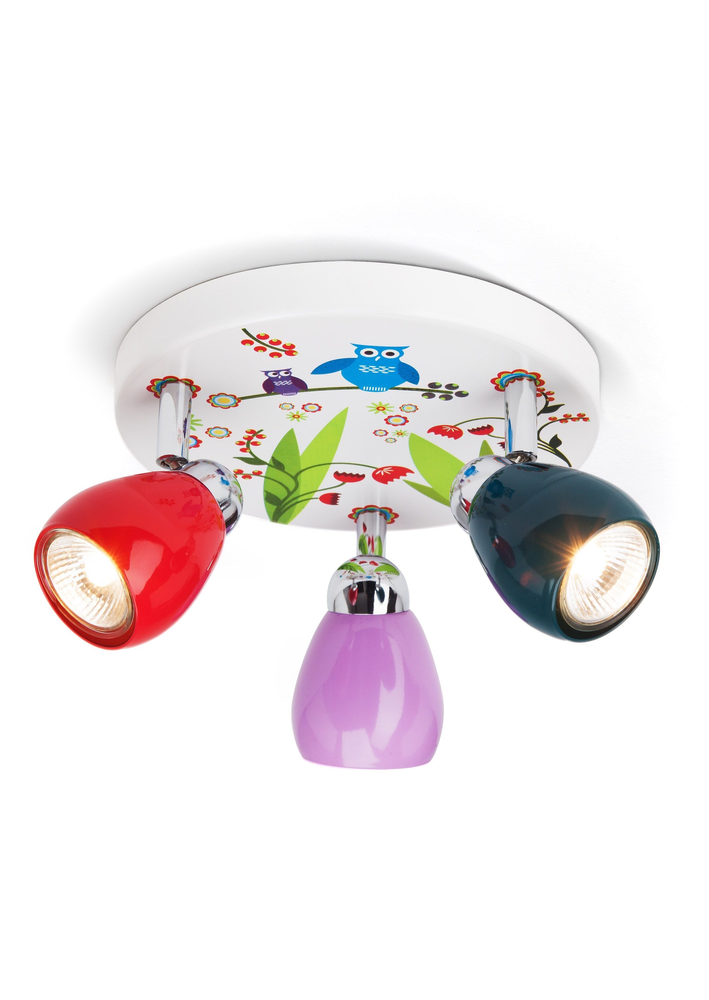 Brilliant Deckenleuchte Birds, 3000K, Lampe Birds LED Spotrondell 3flg bunt  3x LED-PAR51, GU10, 3W LED-Ref