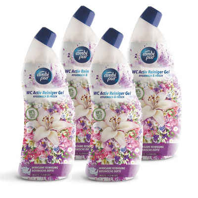 ambi pur Ambi Pur WC Aktiv Reiniger Gel White Flowers 750ml (4er Pack) WC-Reiniger