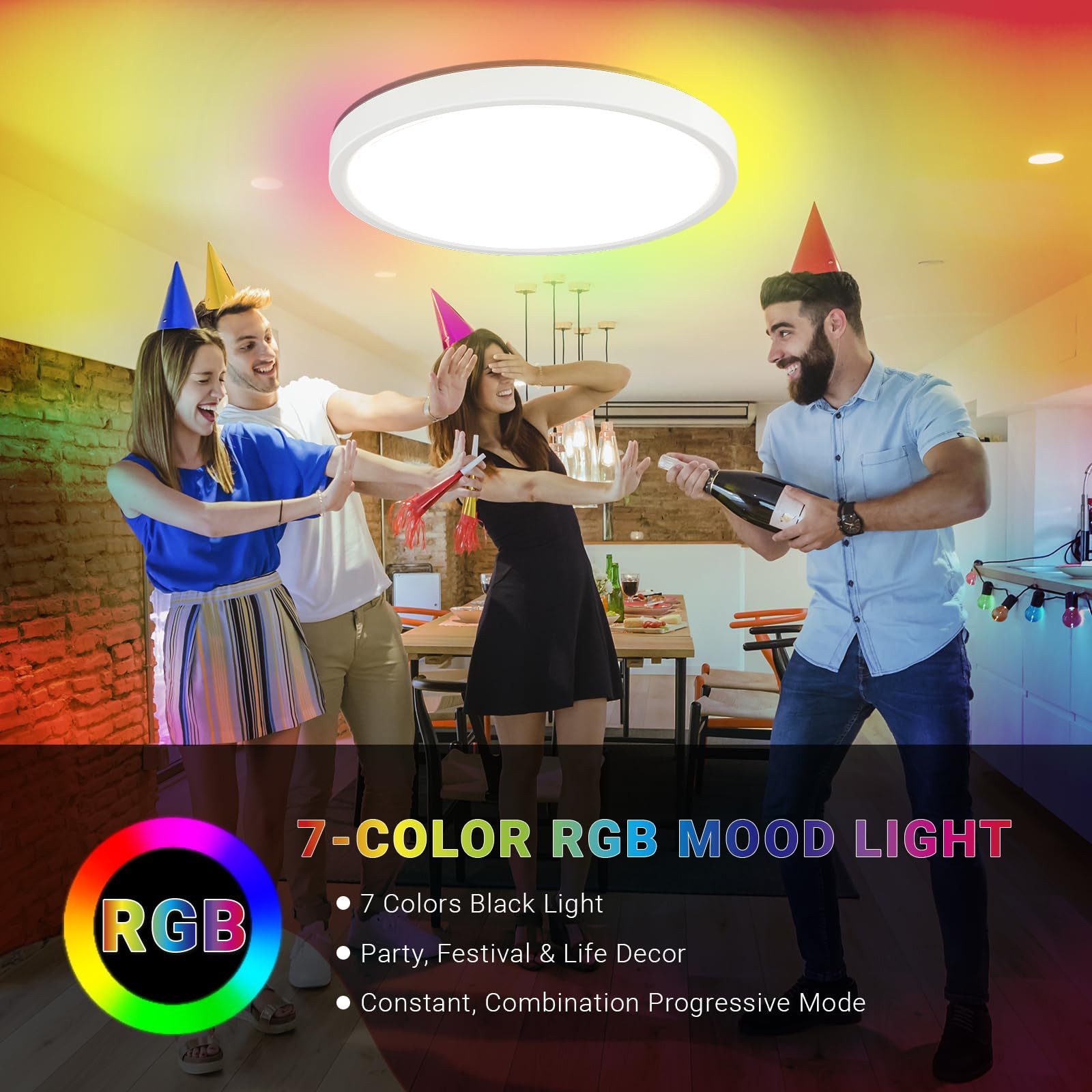 LQWELL Deckenleuchte LED Deckenlampe Dimmbar mit Fernbedienung, Flache Deck günstig online kaufen