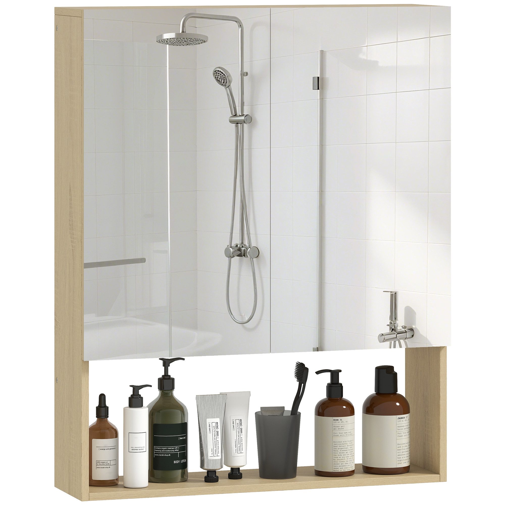 HOMCOM Spiegelschrank mit Spiegel, Soft-Close, 2 Türen, Verstellbarem Regal günstig online kaufen