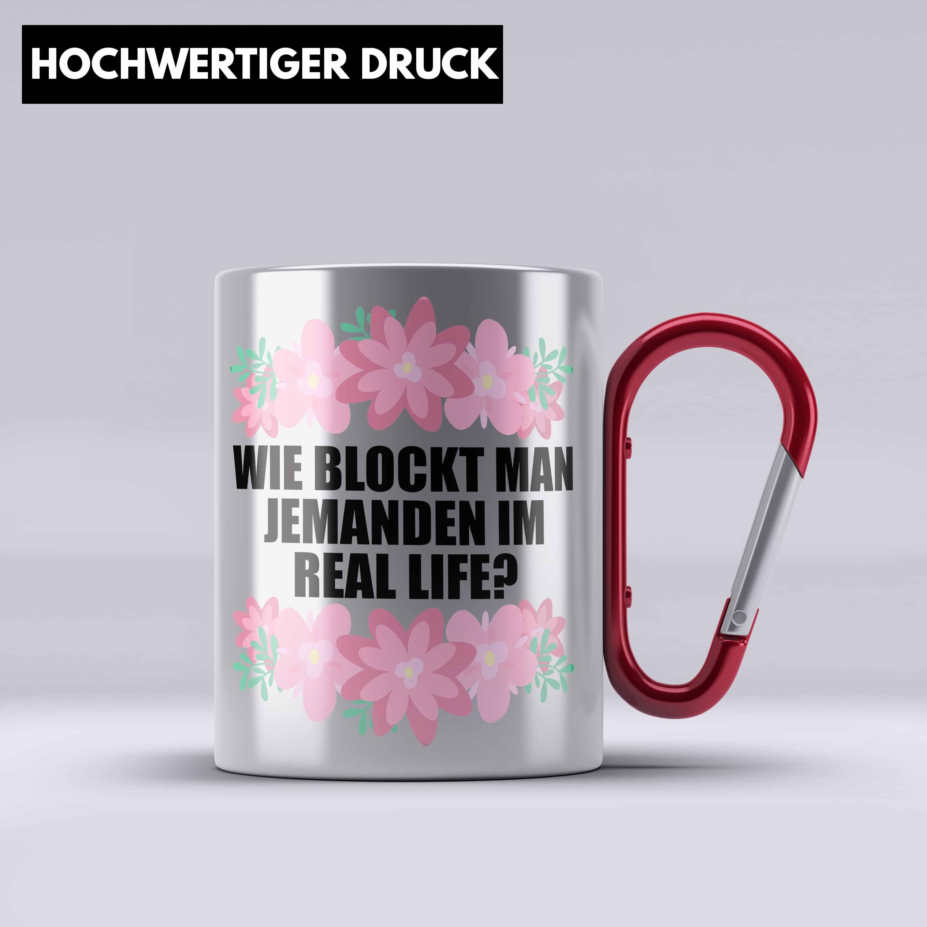 Thermotasse Ros - Tasse Life Real mit Blockt Wie Spruch Trendation Edelstahl Silber Lustige Man - In