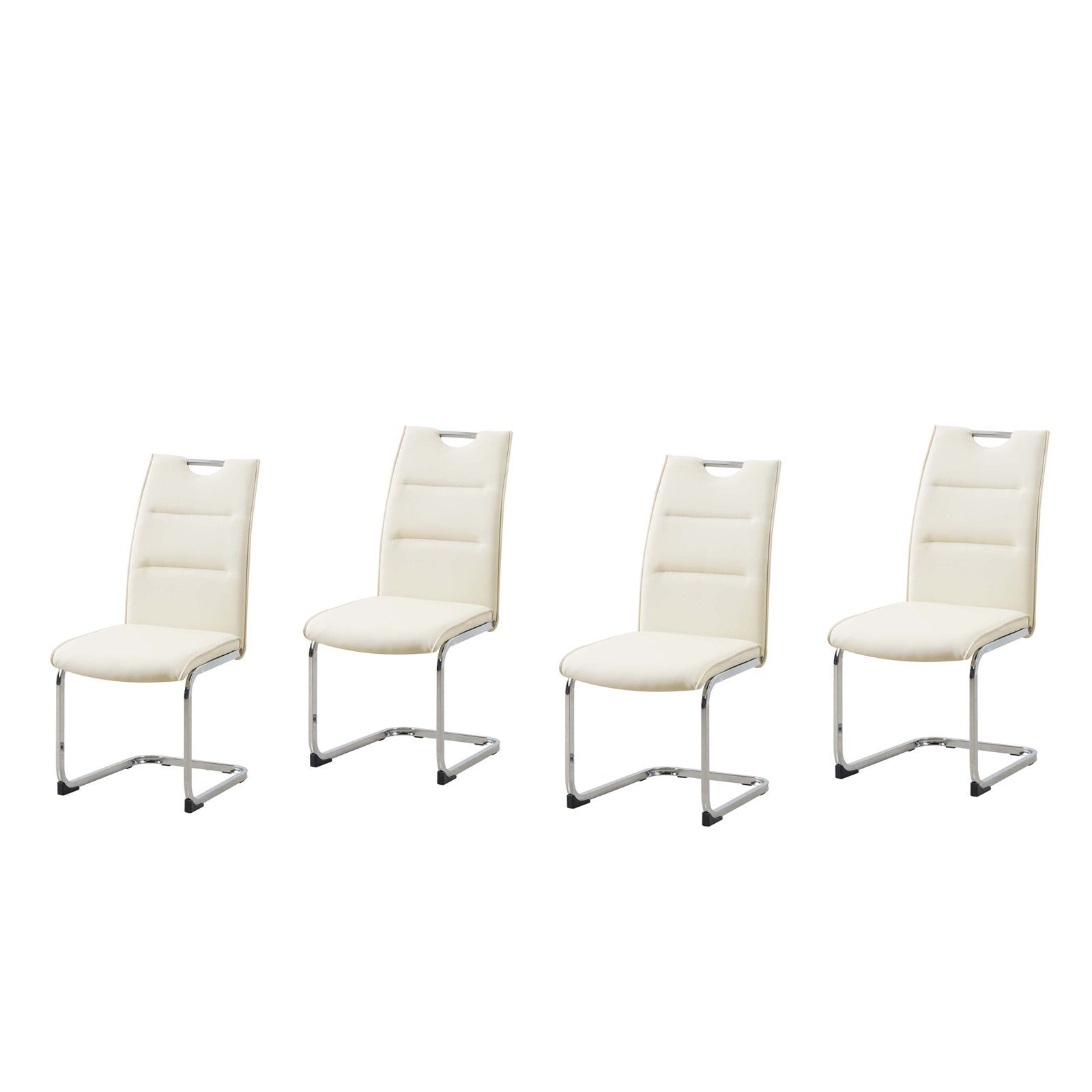 Esszimmerstuhl Schwingstuhl 4er Set PU creme DannyC