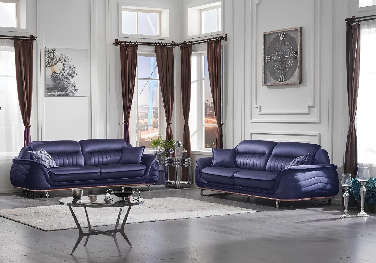 Xlmoebel Polstergarnitur Elegantes Sofa mit hochwertigem Textilbezug für stilvolle Wohnräume, (Polstergarnitur, 2-tlg., 2x Sofa 3 Sitzer), Hergestellt in Europa