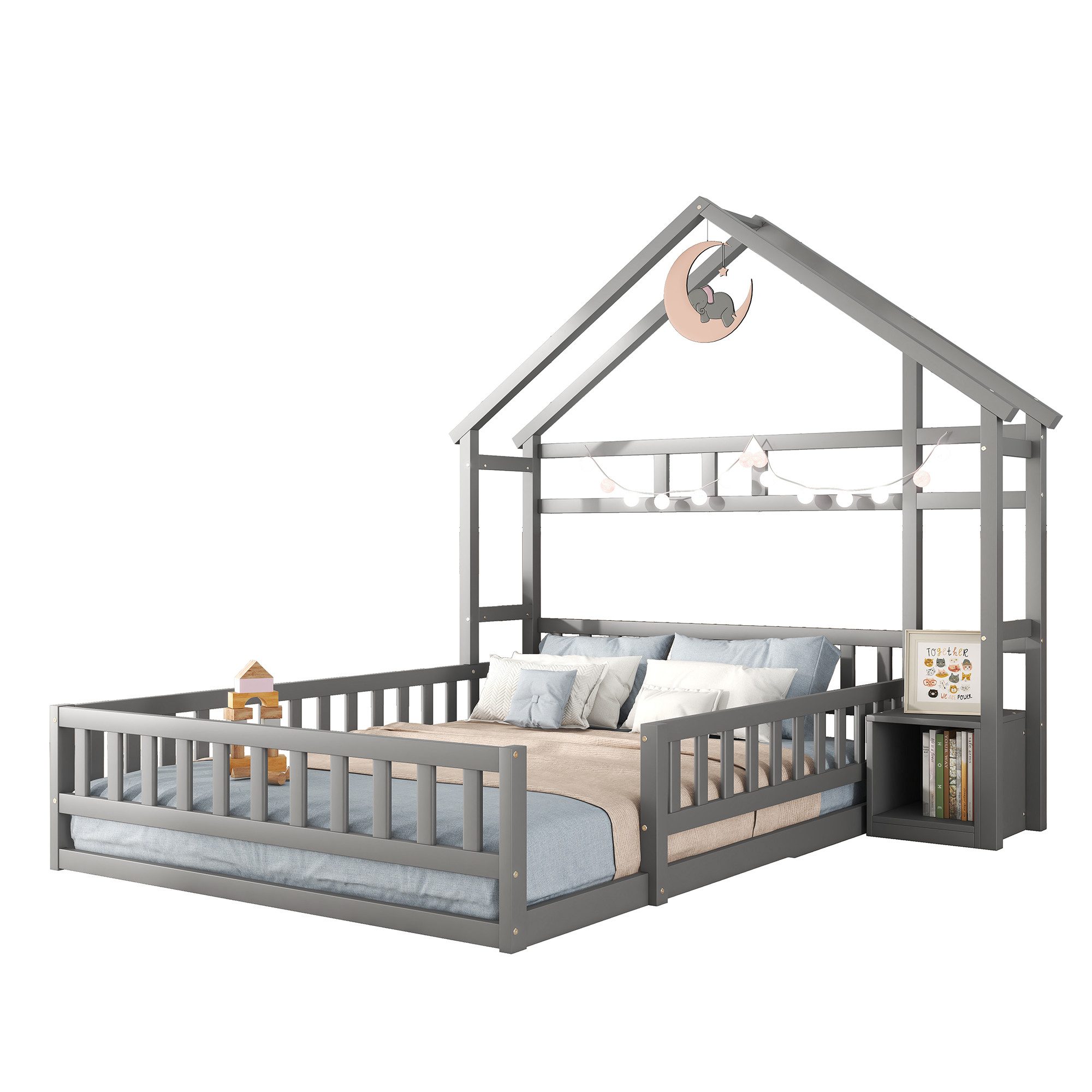 OKWISH Kinderbett Holzbett Funktionsbett Hausbetten (Flachbetten140 günstig online kaufen