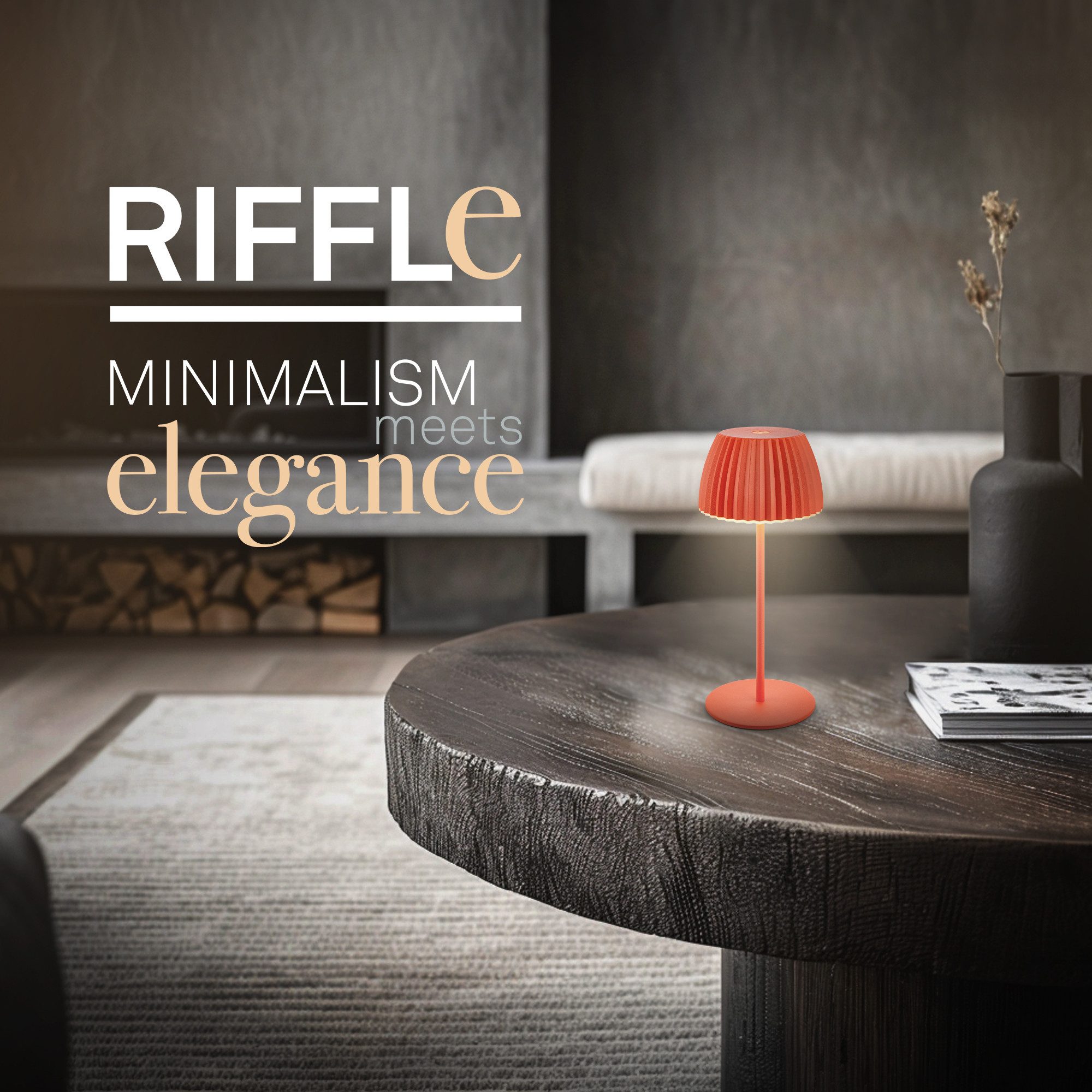 Briloner Leuchten LED Tischleuchte Riffle Tischlampe kabellos Akku USB-C dimmbar Design Award, LED fest integriert, 2700K- Extra-Warmweiß, Akku tauschbar, Indoor/Outdoor, Balkon, Wohnzimmer, Esszimmer
