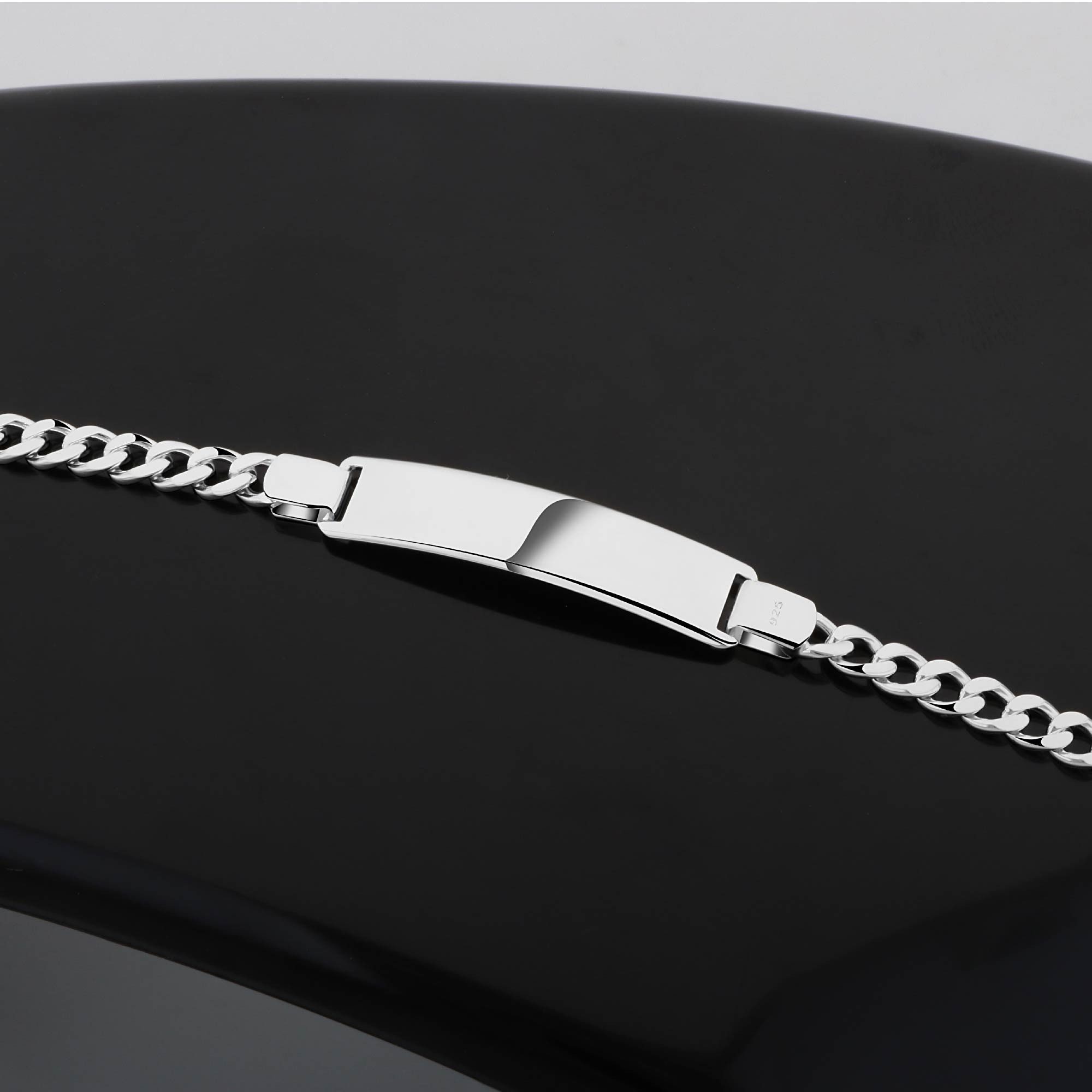 Tony Fein Silberarmband Gravurarmband 8mm 925er Silber Massiv Hochglanzpoliert, Made in Italy für Damen und Herren