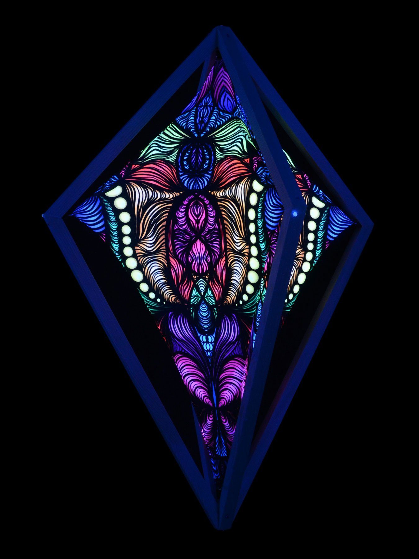 Neon", Wanddekoobjekt PSYWORK UV-aktiv, Raute Spandex unter 3D 60x86cm, leuchtet Field "Magnetic Schwarzlicht Schwarzlicht