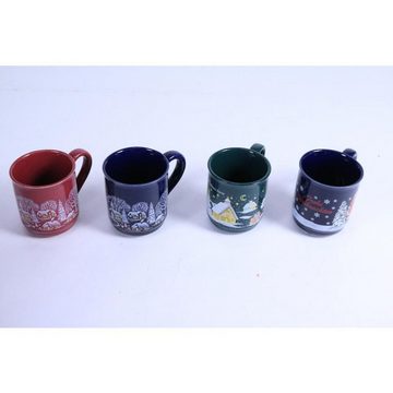 BURI Tasse 1x Weihnachten Becher Tasse 0,2L mit Griff Glühwein Tee Keramik Motive, Keramik