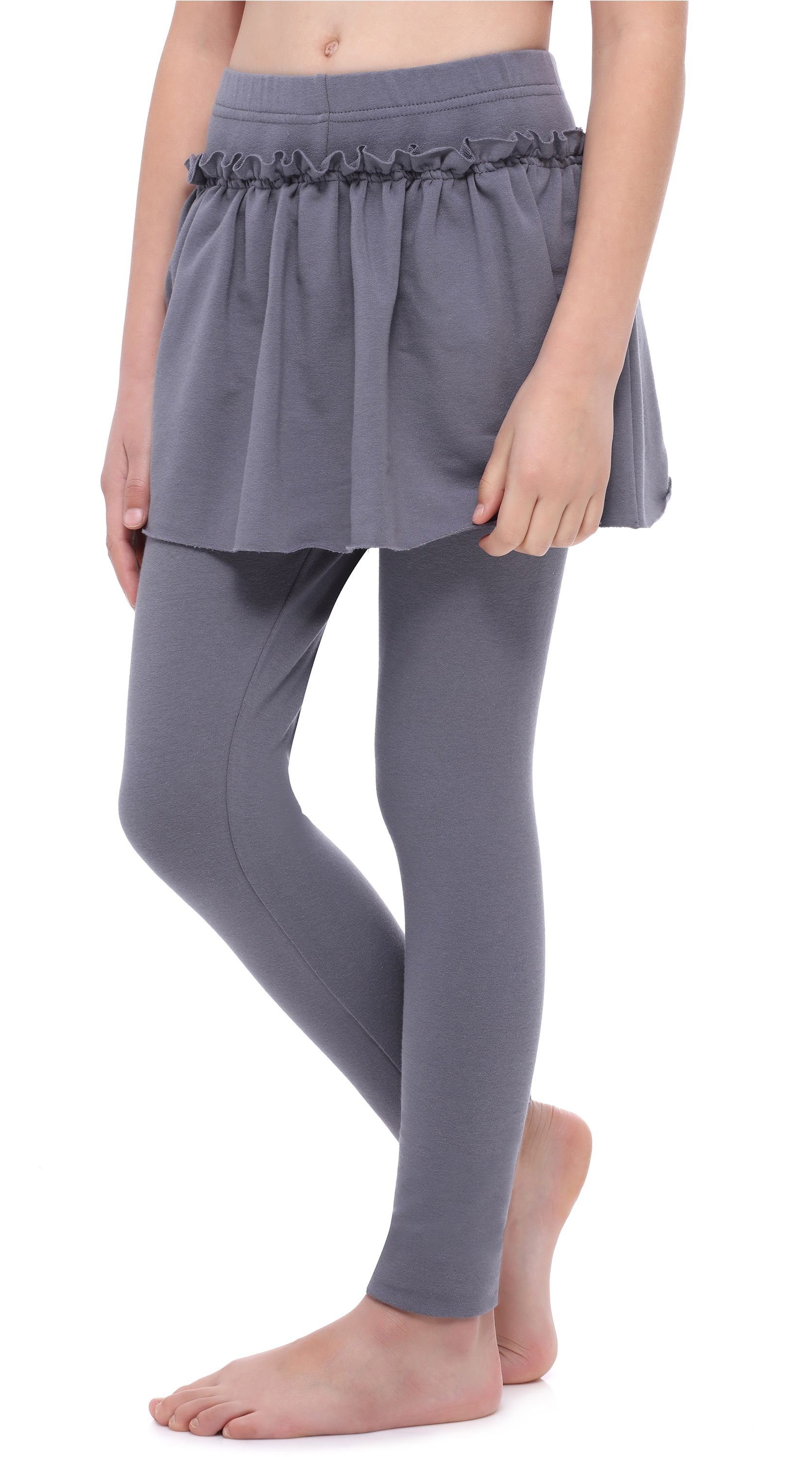 (1-tlg) Style Leggings elastischer Bund mit Rock Mädchen Baumwolle Graphite Merry MS10-255 aus Leggings Lange