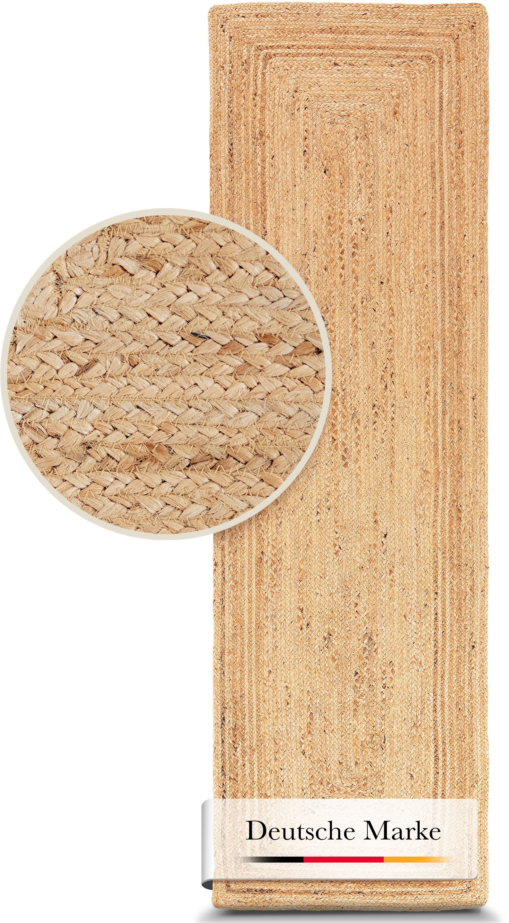 carpetfine Teppich Nele Juteteppich Naturfaser, rechteckig, Höhe: 6 mm, geflochtener Wendeteppich aus 100% Jute, quadratisch und als Läufer – Bild 3 von 5
