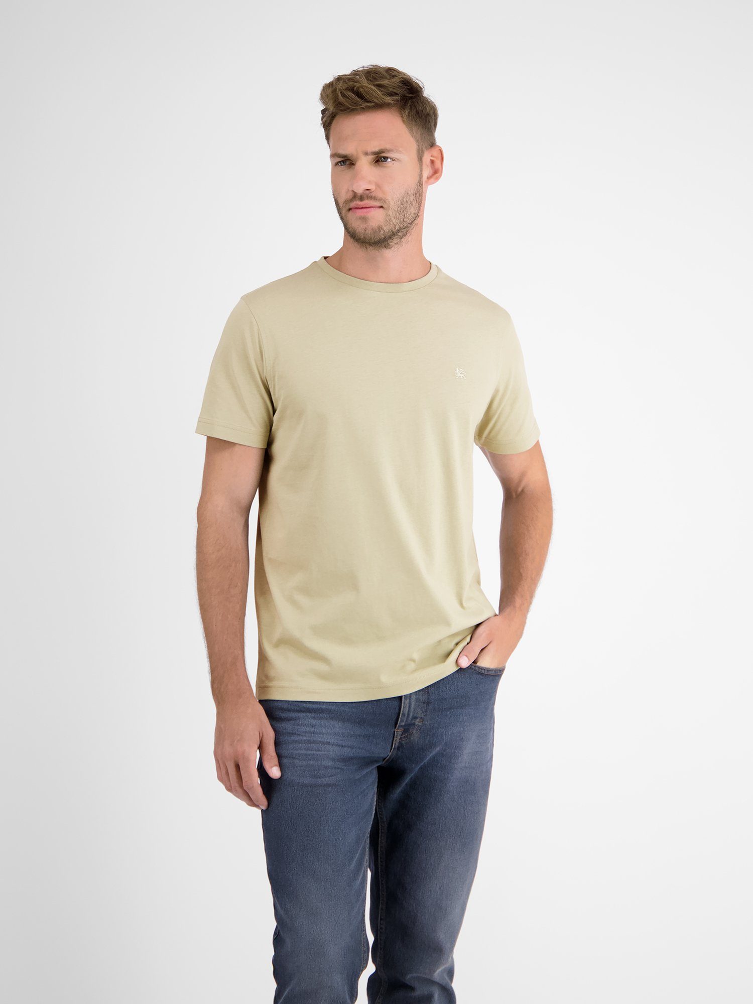 LERROS T-Shirt LERROS Basic T-Shirt in vielen Farben SOFT STONE