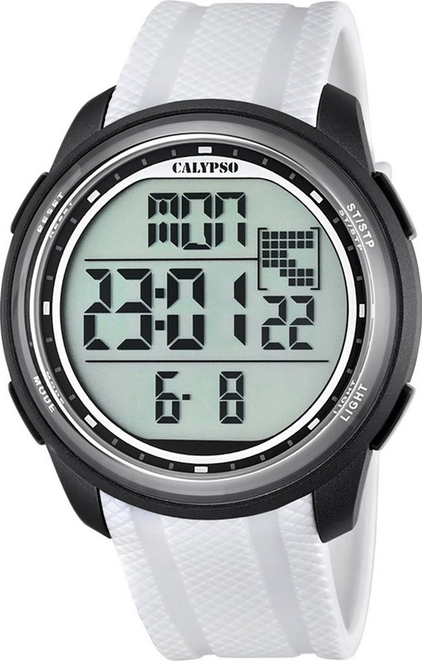 CALYPSO WATCHES Digitaluhr Calypso Herren Uhr K5704/5 Kunststoff PUR,  Herren Armbanduhr rund, PURarmband weiß, Sport