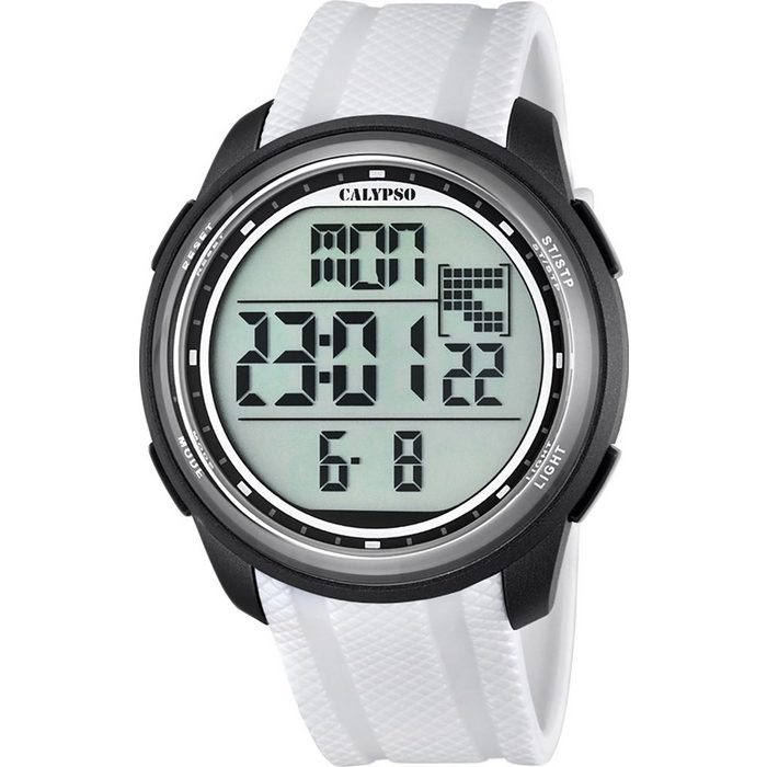 CALYPSO WATCHES Digitaluhr Calypso Herren Uhr K5704/5 Kunststoff PUR (Armbanduhr) Herren Armbanduhr rund PURarmband weiß Sport