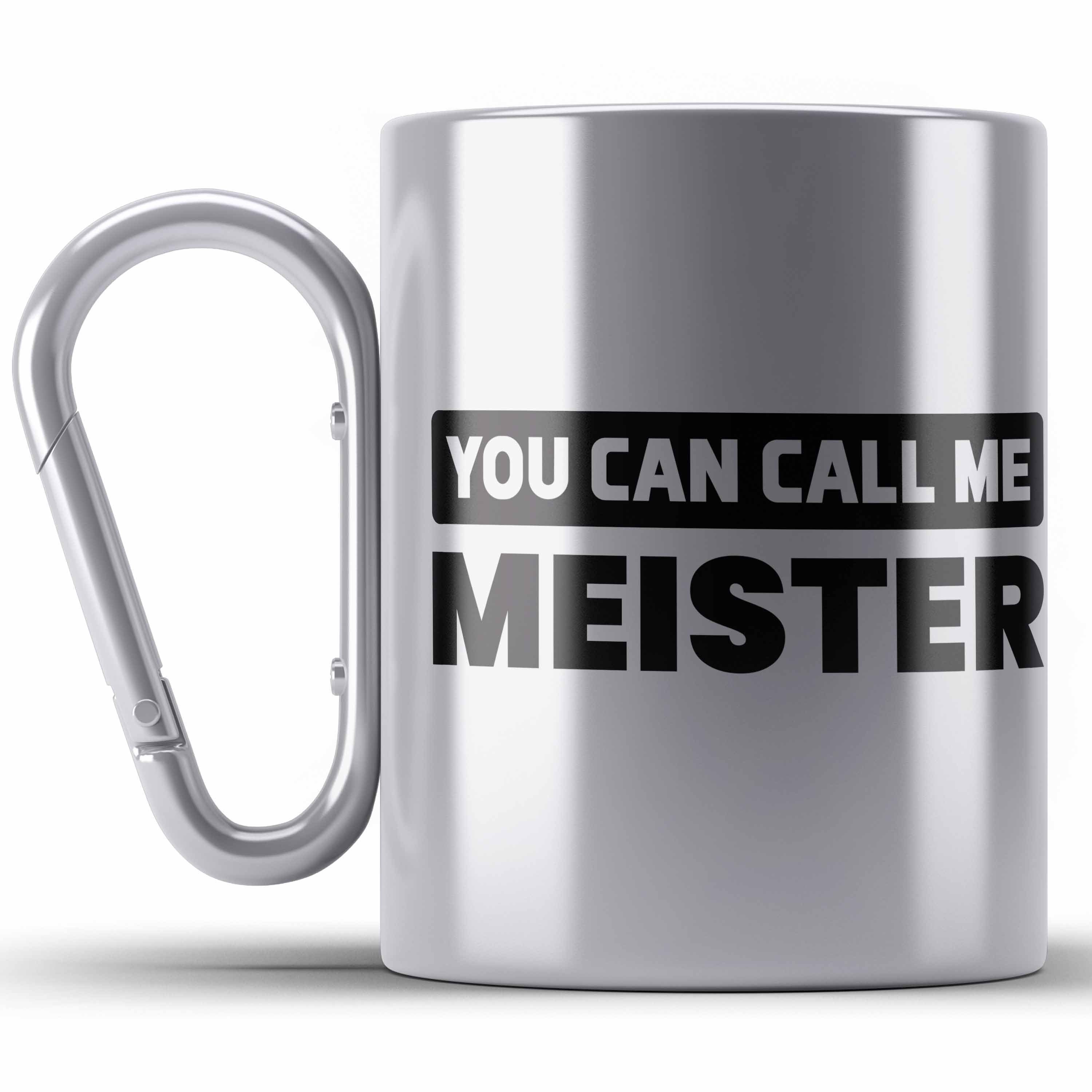 Trendation Thermotasse Meister Prüfung Bestanden Geschenk Meisterprüfung Edelstahl Tasse Mann Silber