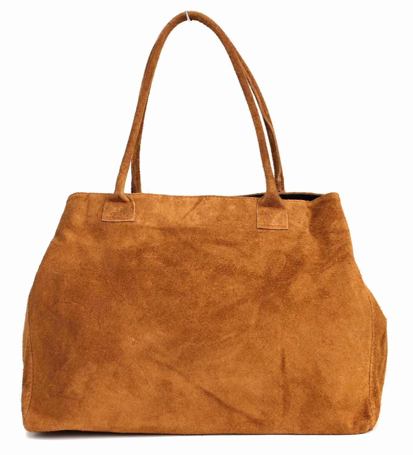 Shopper Made in Italy XL Damen Leder Tasche Schultertasche Tote Bag Wildleder