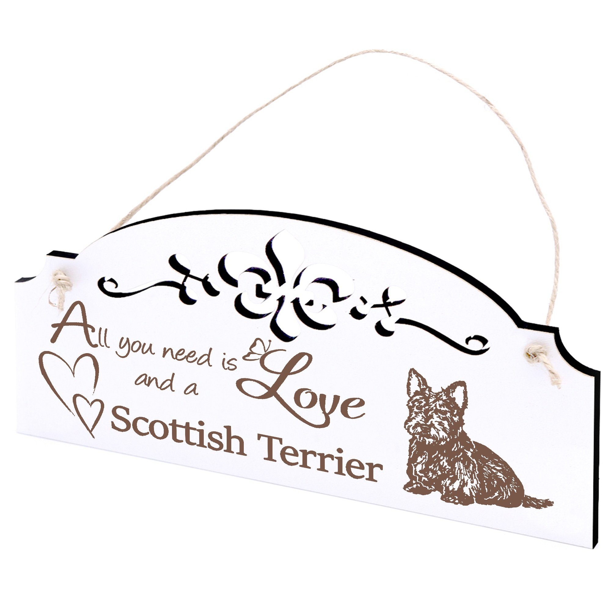 Dekolando Hängedekoration Scottish Terrier Deko 20x10cm All you need is Love | Dekohänger