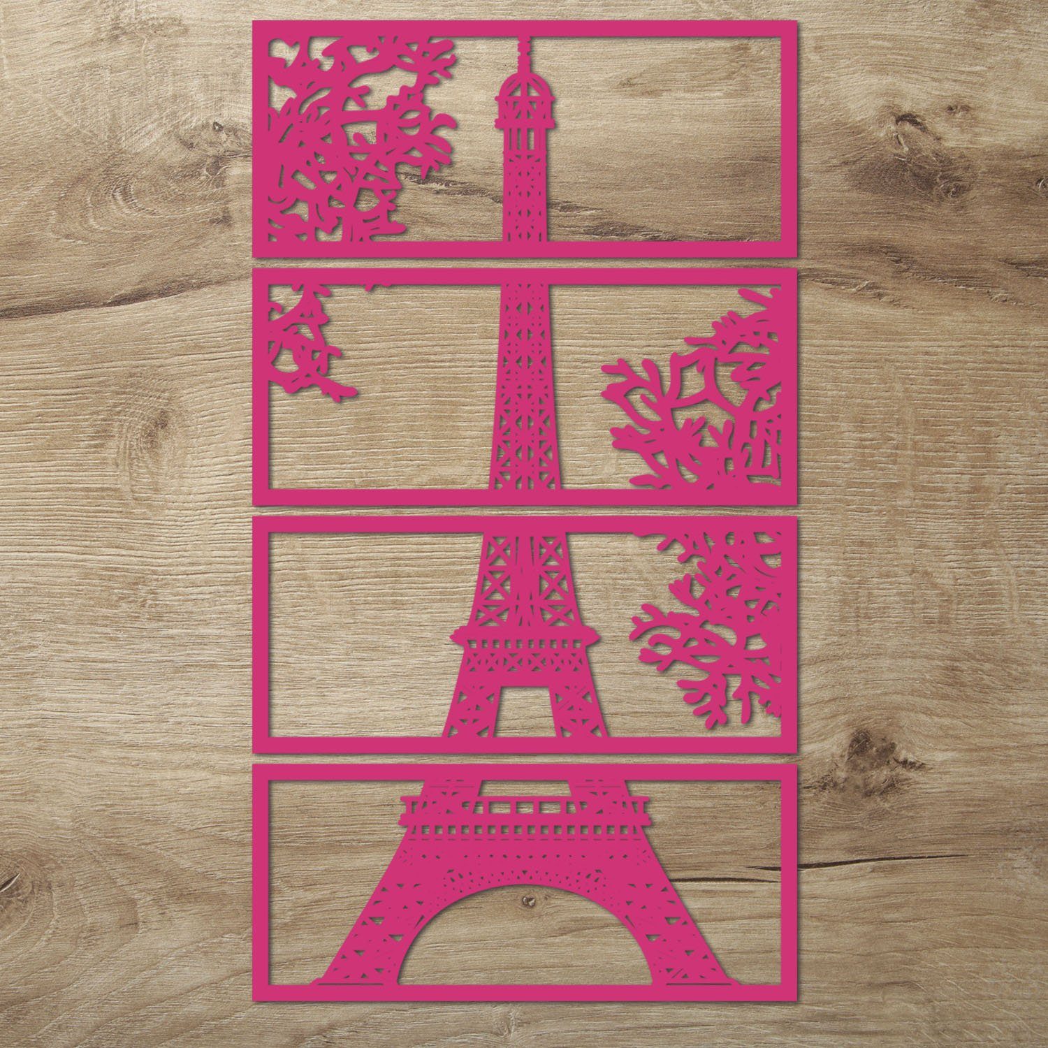 Namofactur Wanddekoobjekt XXL Eiffelturm Holz Wanddeko Wandbild Pink