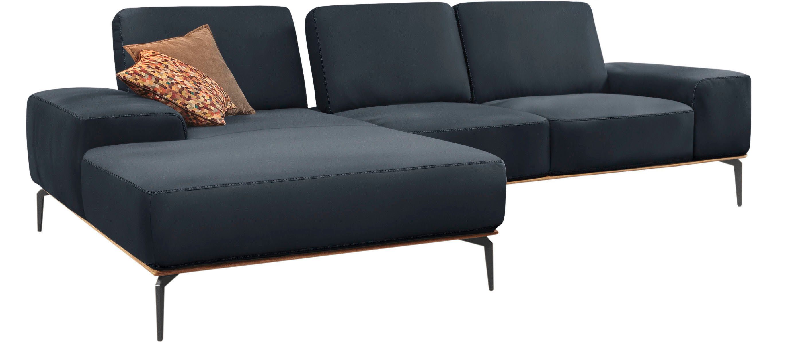 W.SCHILLIG Ecksofa run, mit Holzsockel, Füße in Schwarz pulverbeschichtet, Breite 279 cm