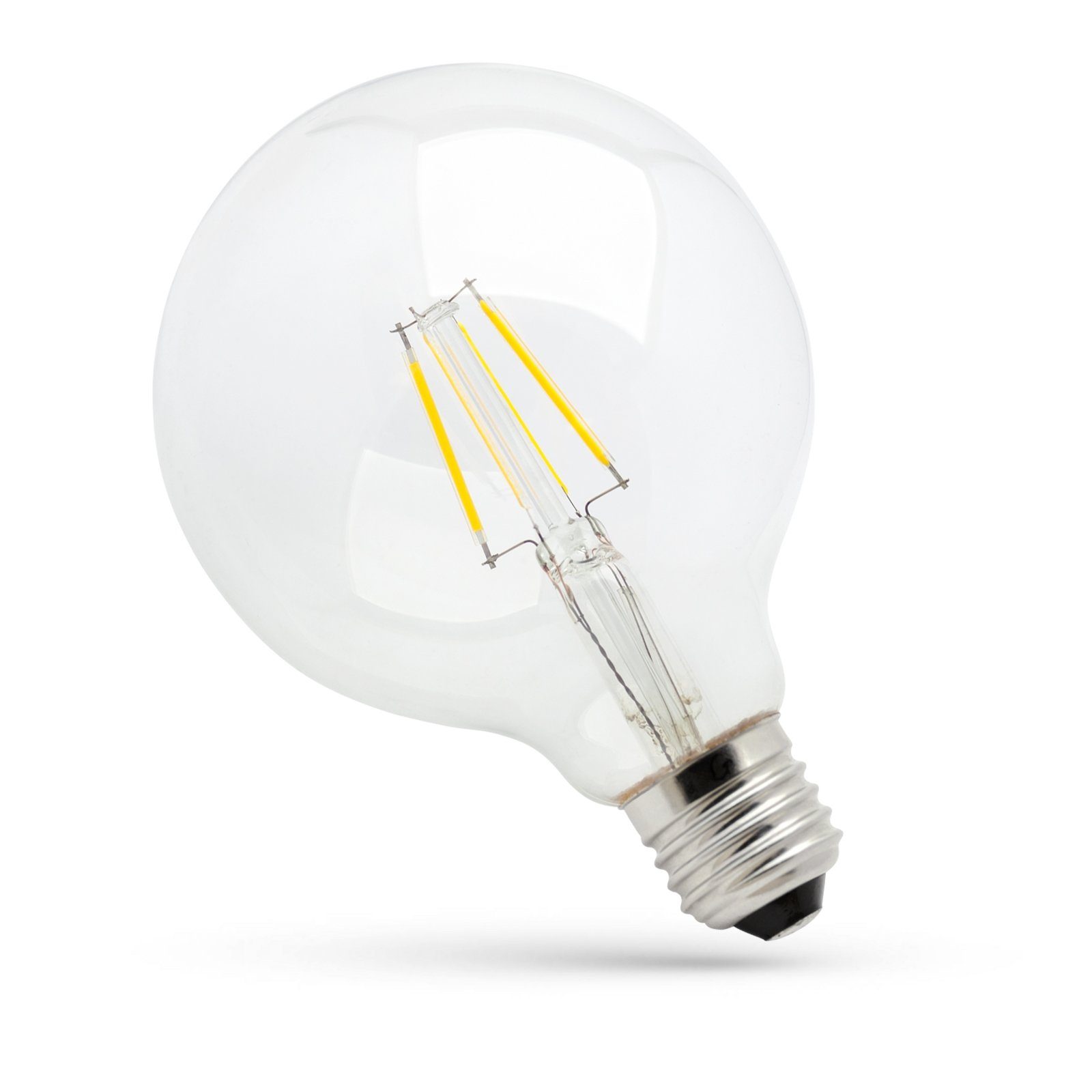 SpectrumLED LED-Leuchtmittel LED E27 Globe 4W Warmweiß klar E27, Filament Warmweiß = 2700K, 300° 38W G95 450lm