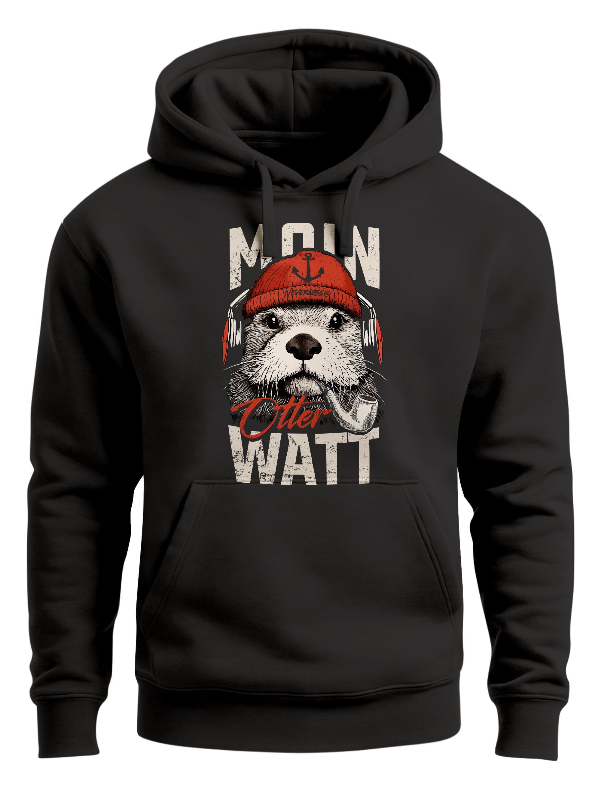 Neverless Hoodie Hoodie Herren Moin Otter Watt Nordsee Design Print Maritime