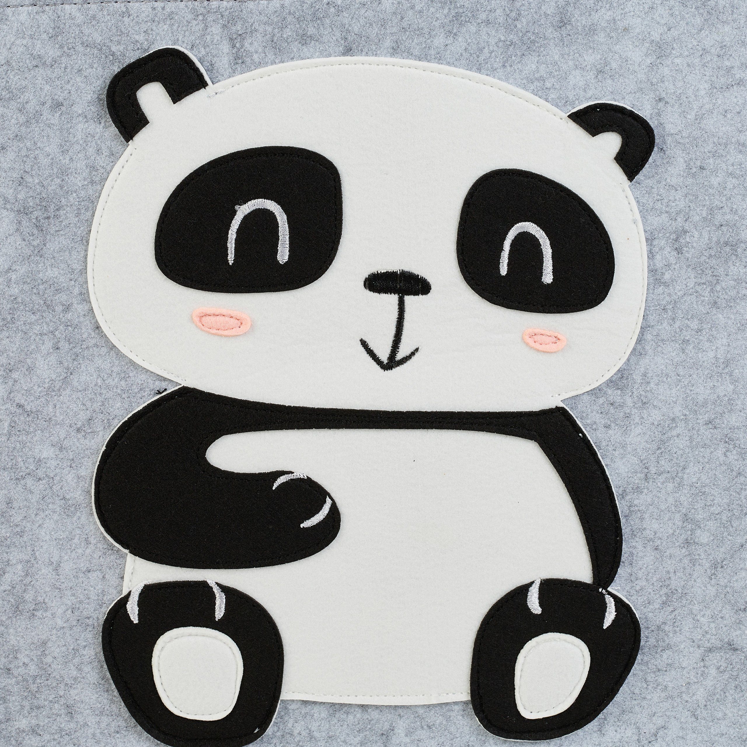 Panda Weiß Grau Aufbewahrungskorb Schwarz Tiermotiv, Aufbewahrungskorb Filz mit relaxdays