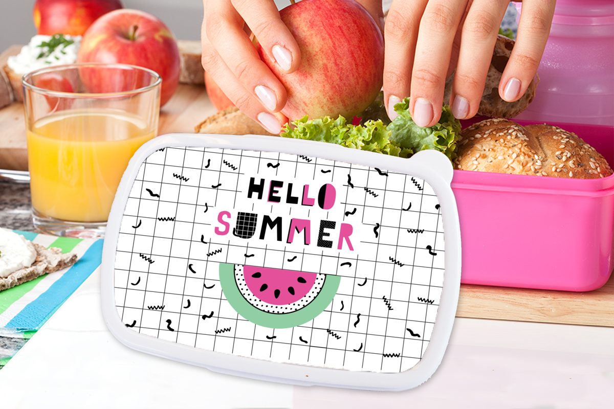 Obst, Mädchen, Snackbox, Brotbox (2-tlg), für Lunchbox Erwachsene, MuchoWow rosa Kunststoff, Kinder, Brotdose Sommer - Kunststoff - Zitate