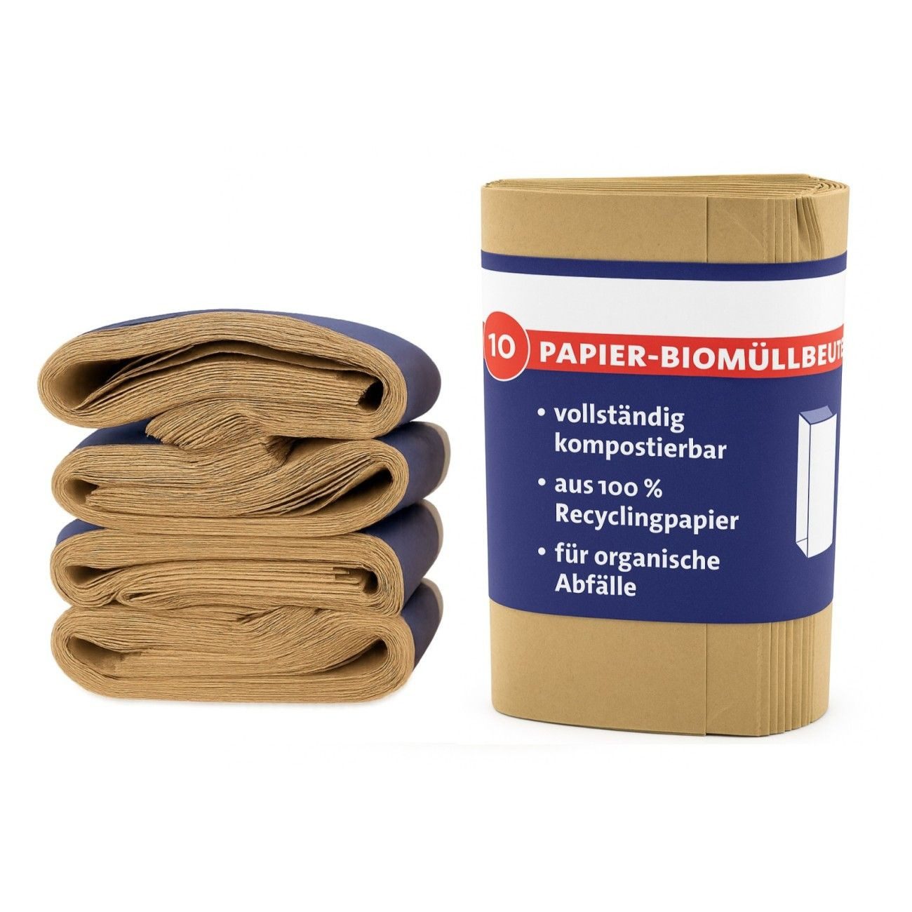 ARLI Müllbeutel Papier Bio Müllbeutel 10L braun 20x16x34cm 70 g/m² Recyclingpapier, Zubehör für Biomüll, kompostierbar & nassfest