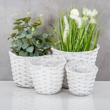 Levandeo® Blumentopf, 4er Set Pflanzgefäß Weide H15-19cm Weiß Garten Pflanzkorb