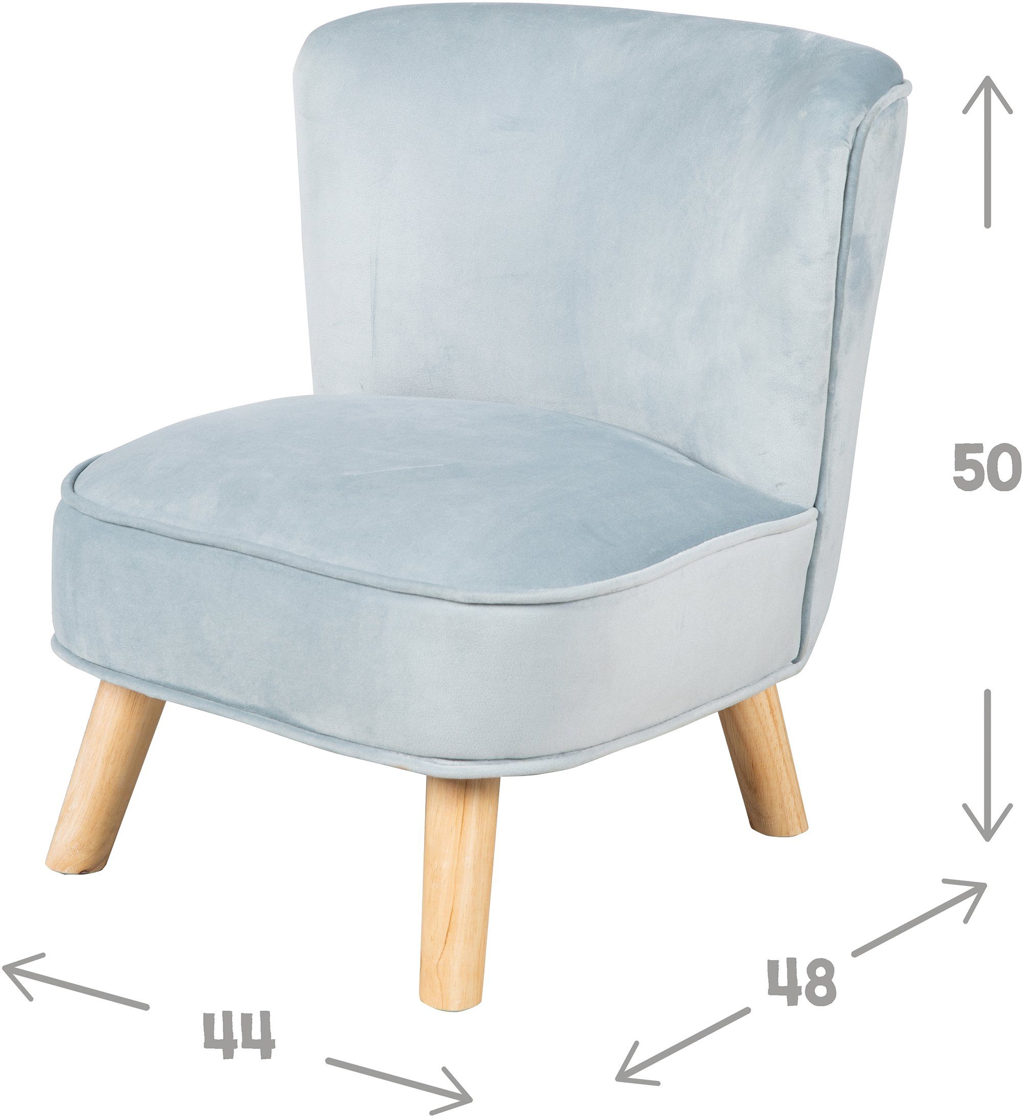 Holzfüßen Sofa, mit roba® Sessel Lil hellblau/sky