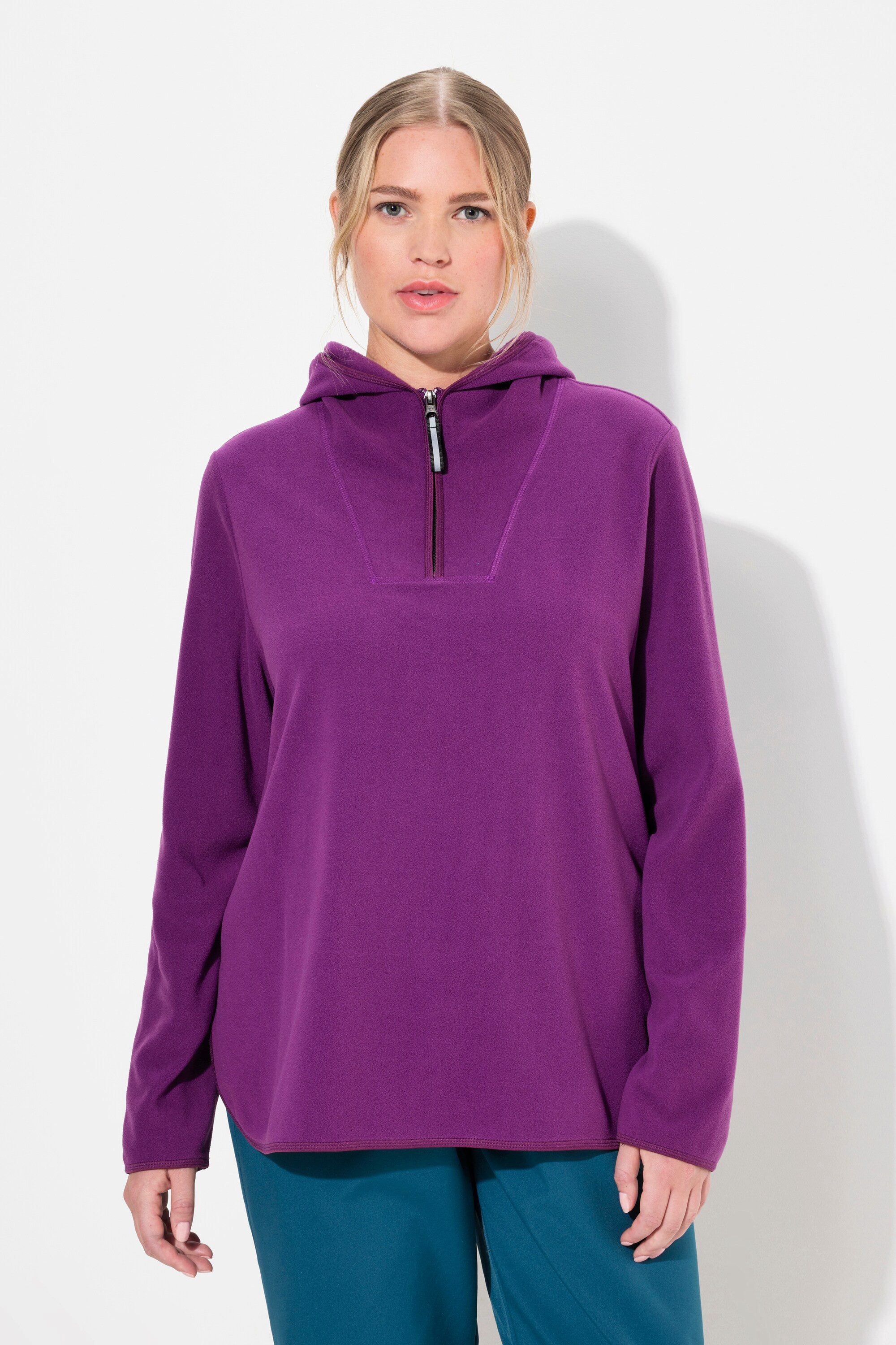 Ulla Popken Sweatshirt Fleece-Troyer kurz Oversized günstig online kaufen
