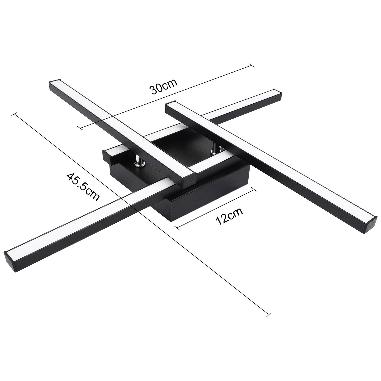 Nettlife LED Deckenleuchte Flur Wohnzimmer Schwarz modern Kristall Deckenlampe 12/24W, LED fest integriert, Warmweiß, Kristalle 24W 45.5*45.5*6.8cm für Wohnzimm – Bild 3 von 5