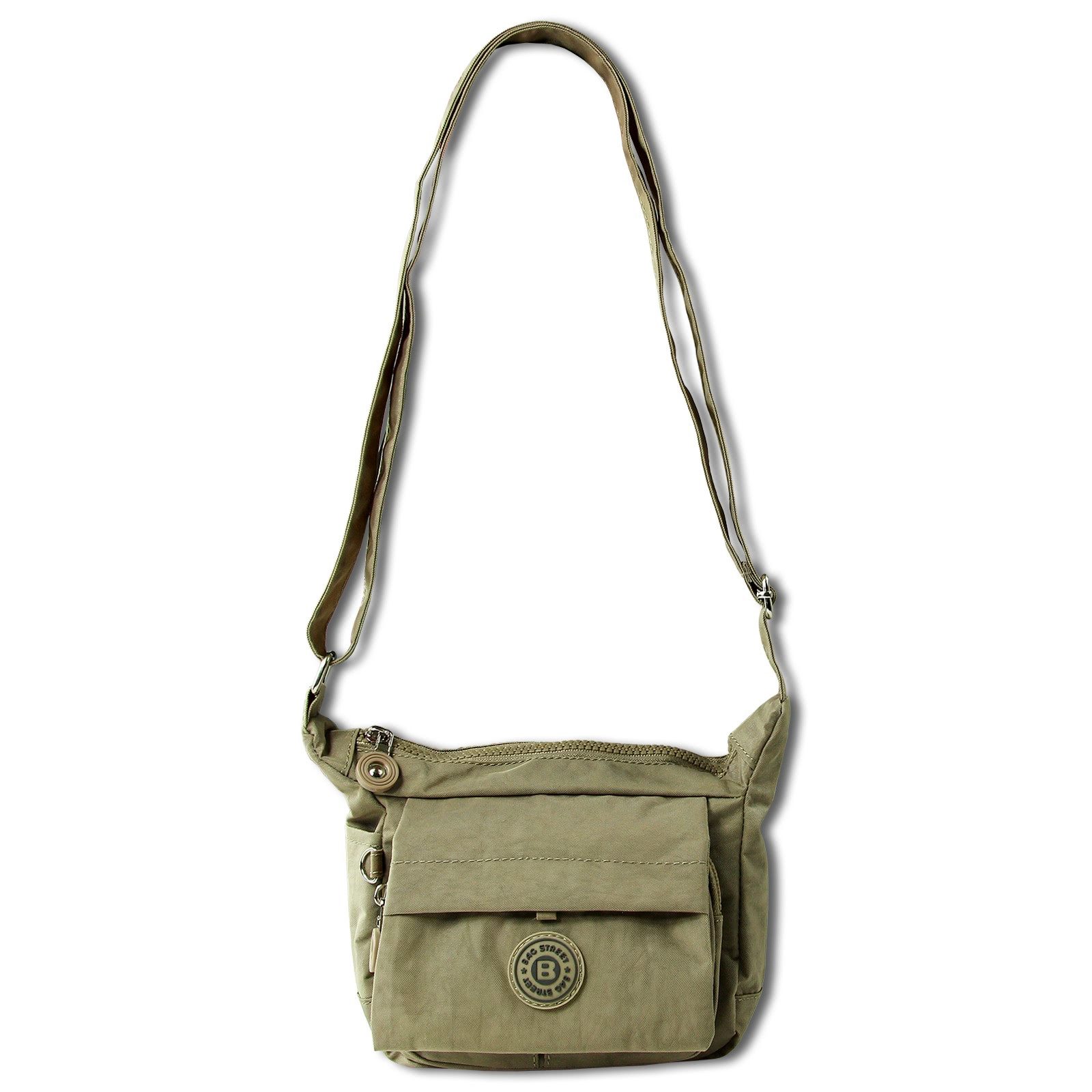 BAG STREET Handtasche Handtasche Abendtasche Nylon stone Damen (Handtasche), Damen, Jugend Tasche aus Crinkle Nylon in stone ca. 17cm Breite