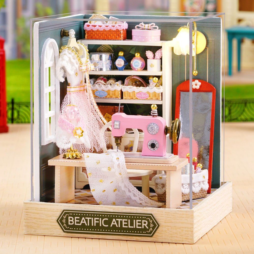 Cute Room 3D-Puzzle Puppenhaus Miniatur DIY Modellbausatz Schneiderei, Puzz günstig online kaufen