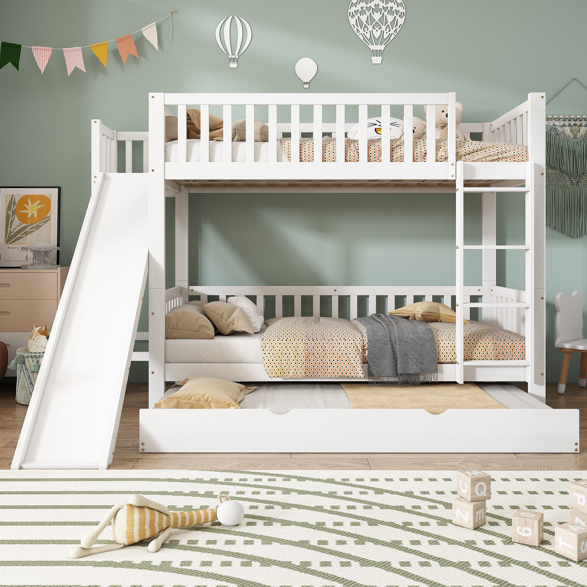 Flieks Etagenbett, Dreierbett Kinderbett 90x200cm mit günstig online kaufen