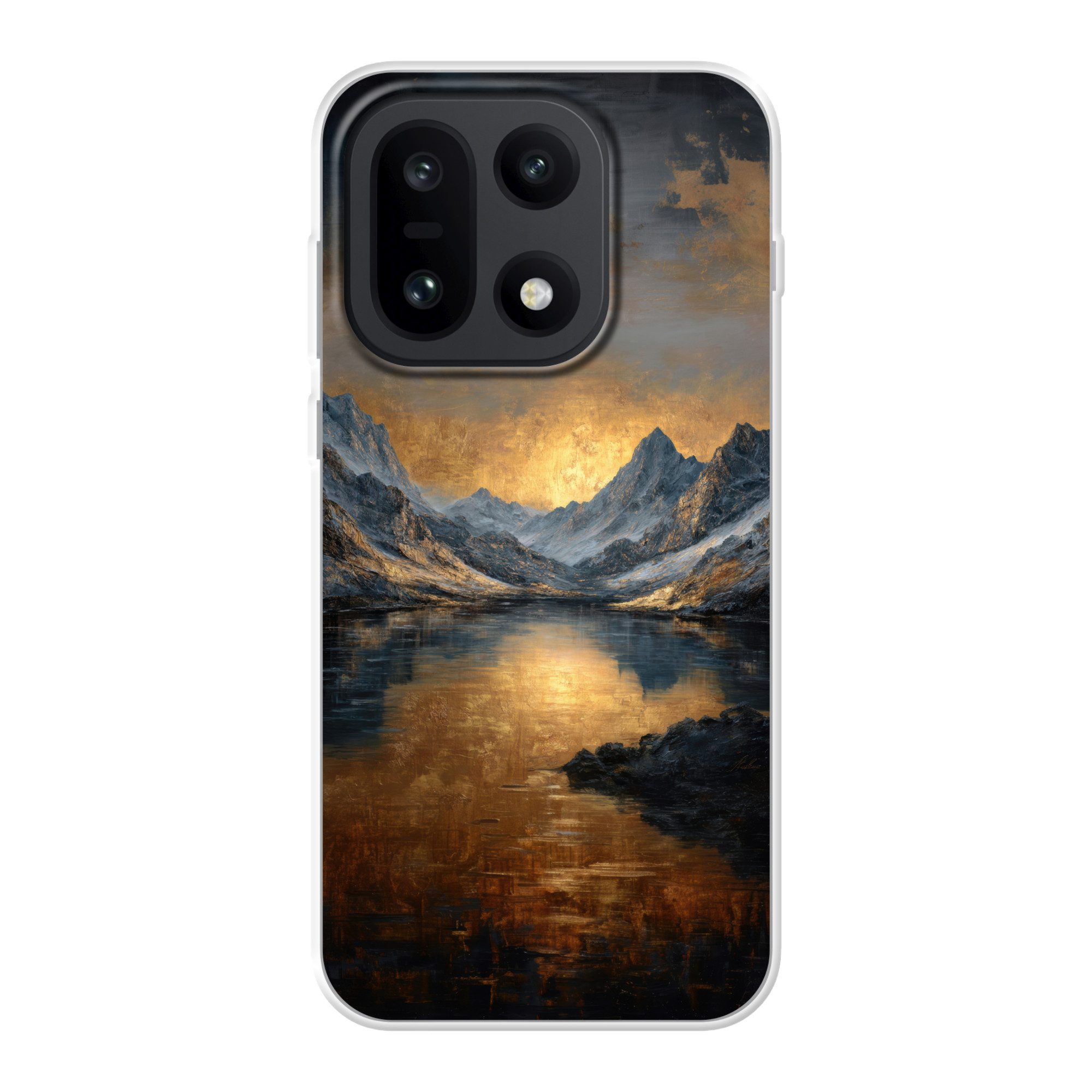 MuchoWow Handyhülle für OnePlus 15 Bergkulisse mit goldenem Sonnenuntergang, Phone Case, Silikon, Schutzhülle Dünn
