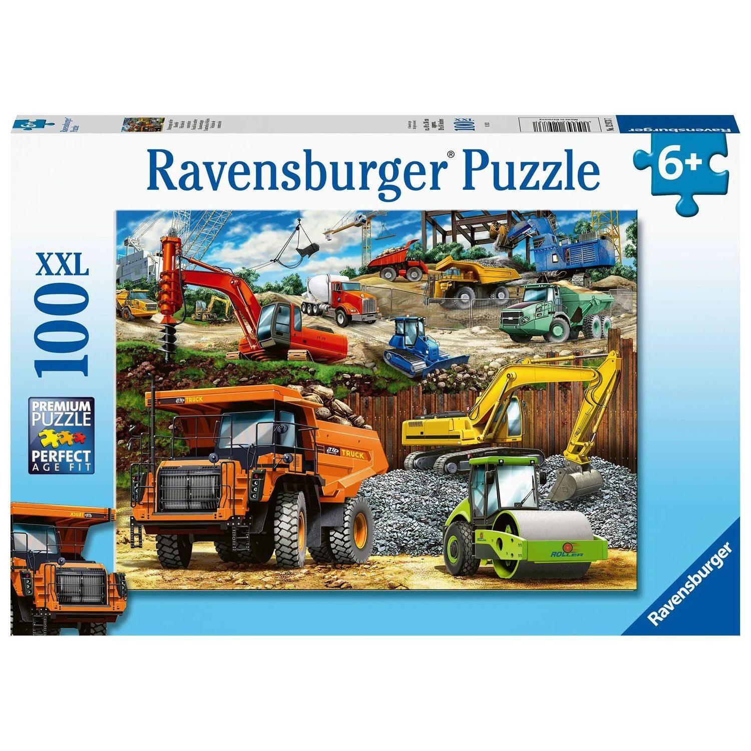 Ravensburger Puzzle Kinderpuzzle 100 XXL Teile - Fahrzeuge auf der Baustelle, Puzzleteile